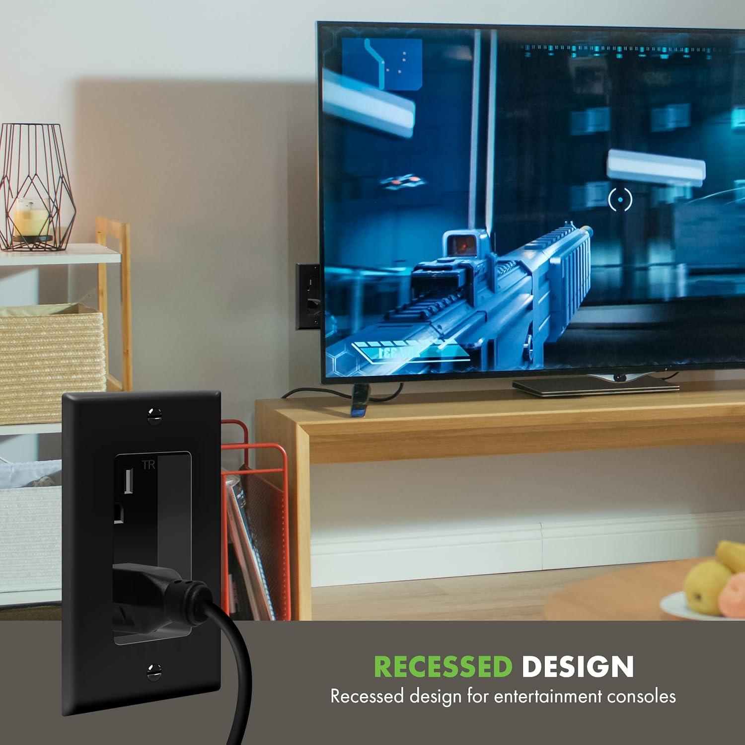 Toma de Corriente Empotrada TOPGREENER 1-Gang 15A 125V Negro