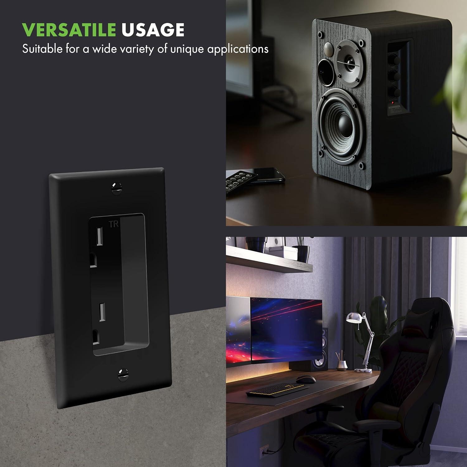 Toma de Corriente Empotrada TOPGREENER 1-Gang 15A 125V Negro