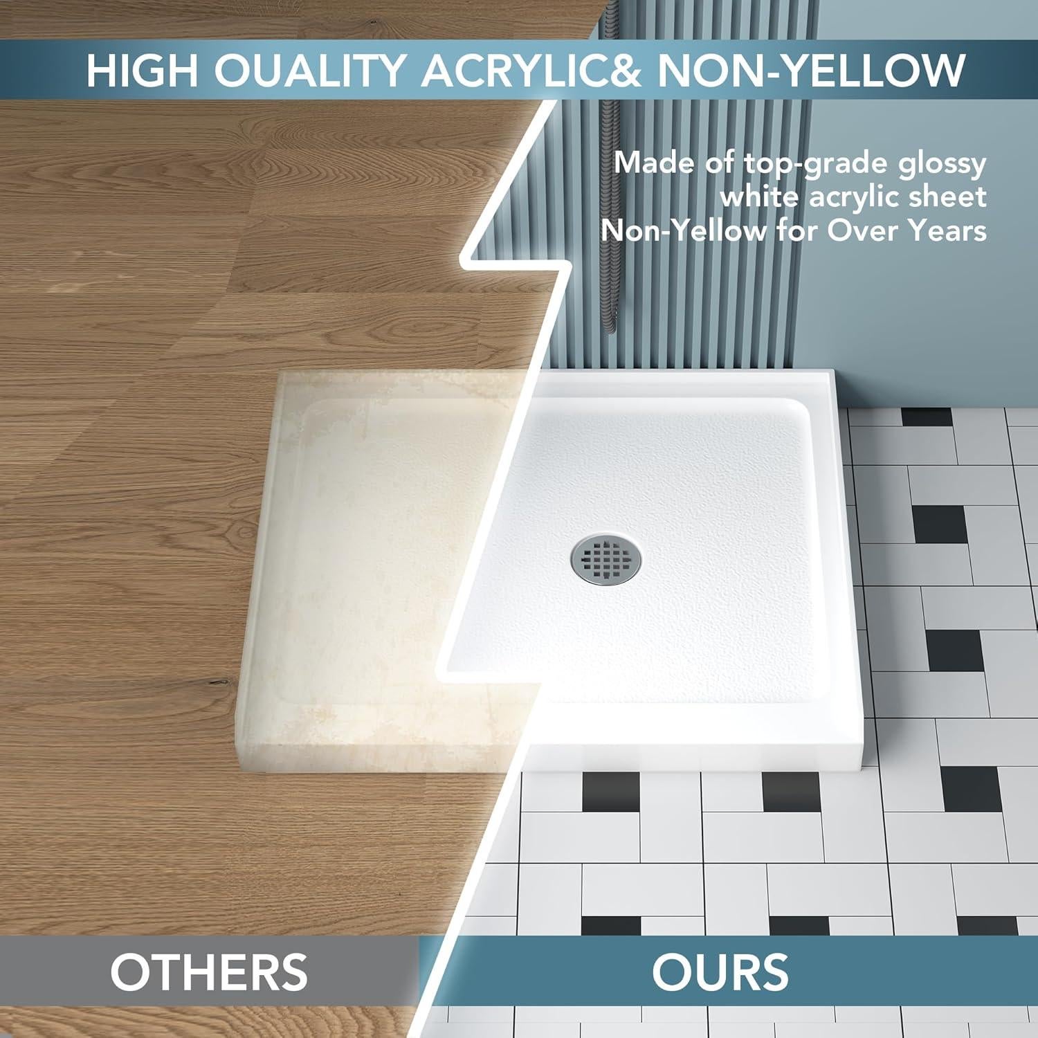 Base de Ducha KPUY 91x91 cm Antideslizante Drenaje Central