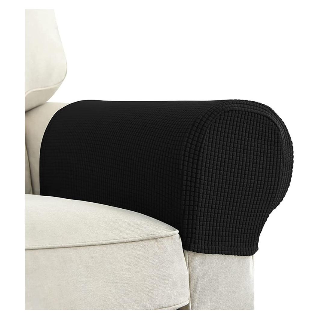 Funda de Reposabrazos de Sofá Chaexii Negra 2 Pcs Elástica