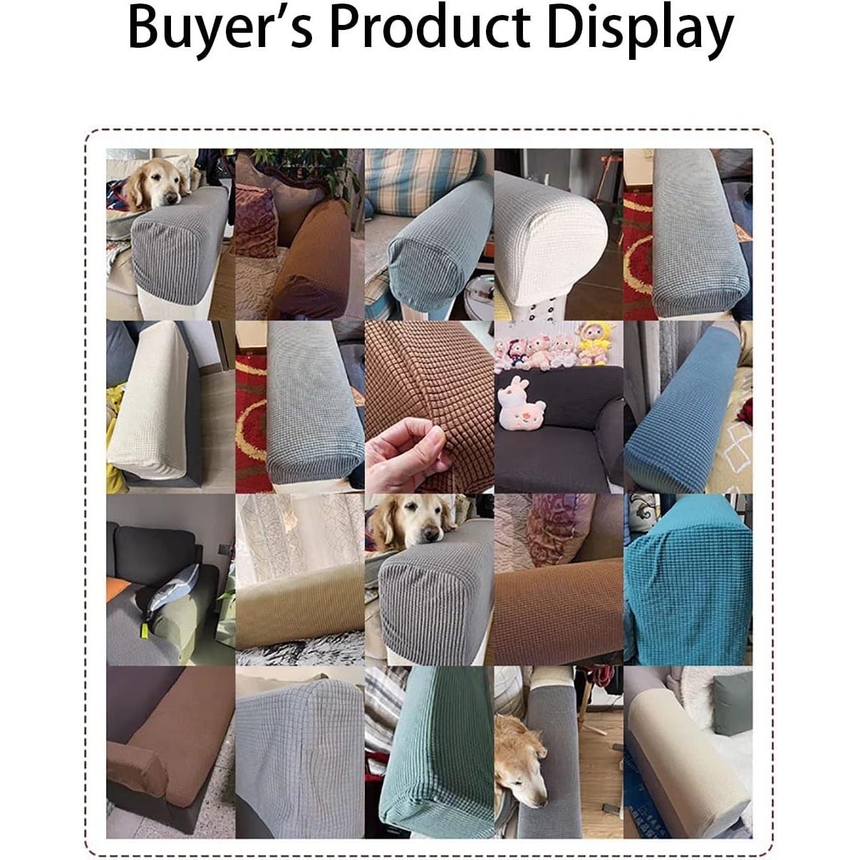 Funda de Reposabrazos de Sofá Chaexii Negra 2 Pcs Elástica