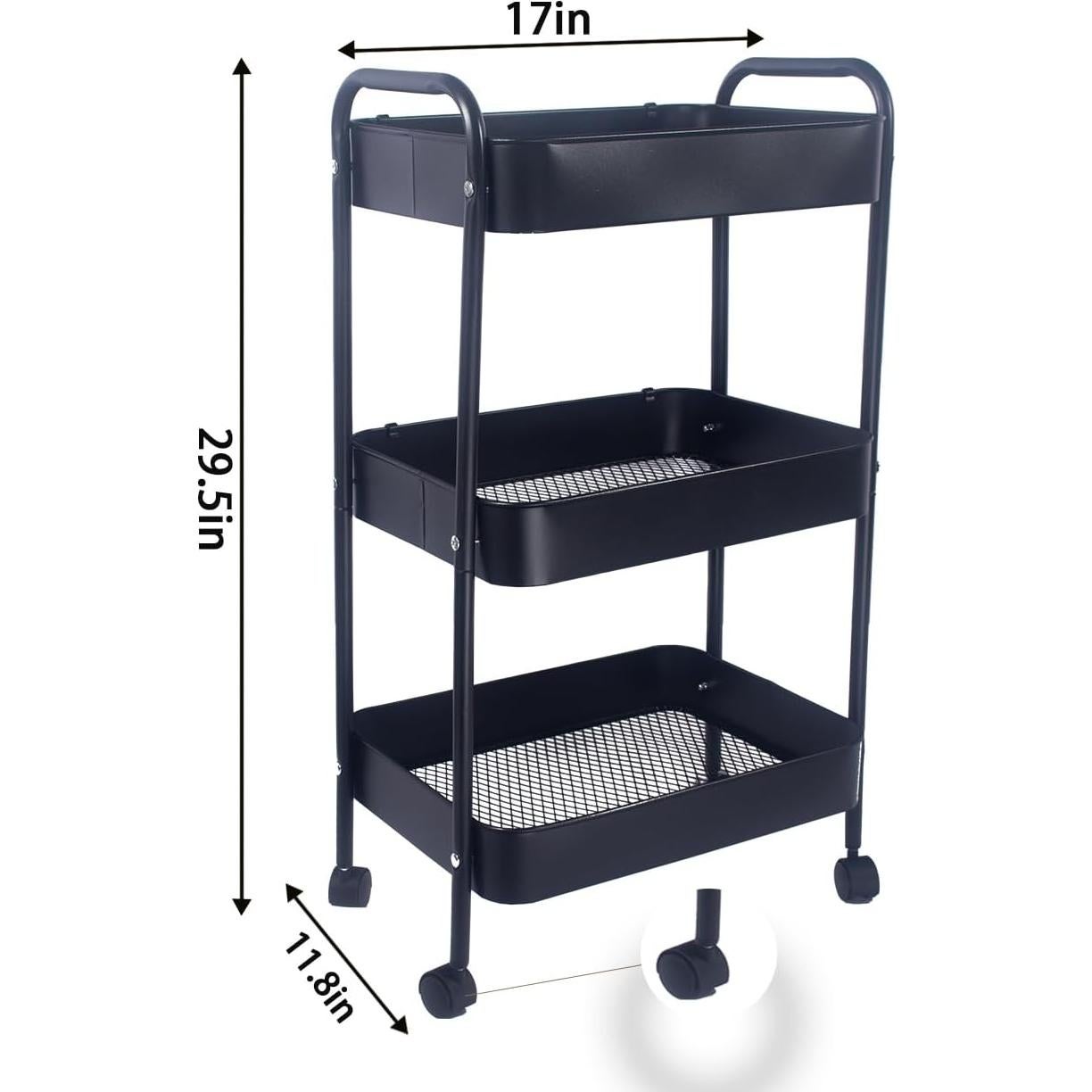Carro de Utilidad Rodante XIUSHE 3 Niveles Negro 50kg