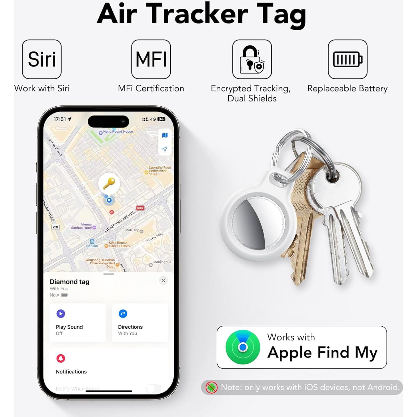 Etiquetas de Seguimiento QCOQ - Paquete de 4 Blancas Bluetooth