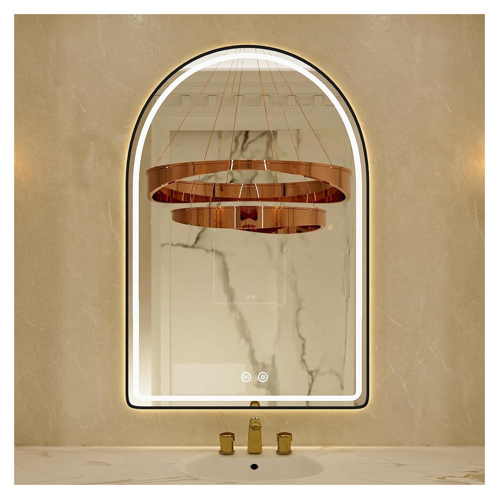 Espejo LED Arqueado Jing Yi Ming Jing 22x81 cm Negro Antivaho