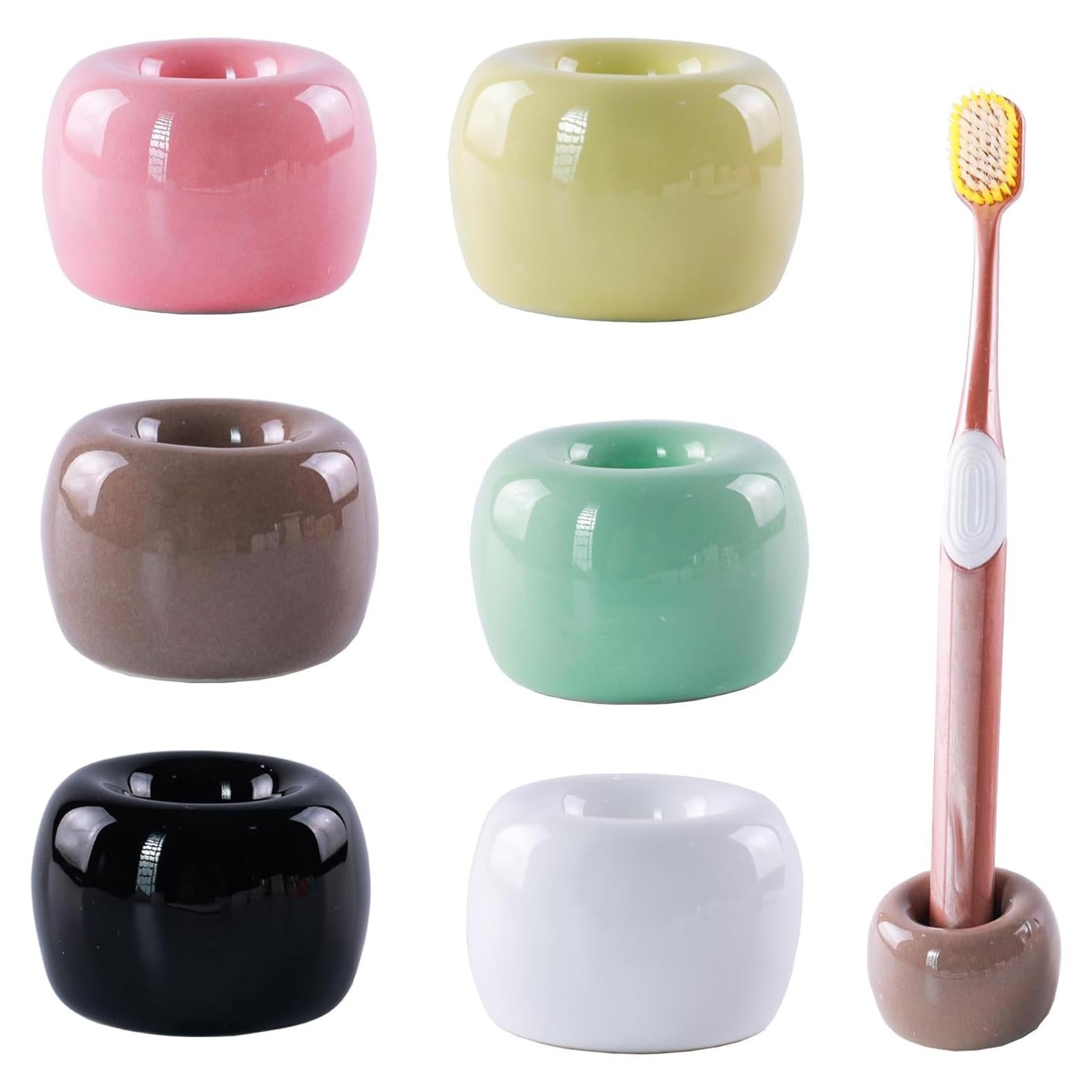 Juego de 6 Soportes de Cepillo de Dientes Cerámicos NiuYichee