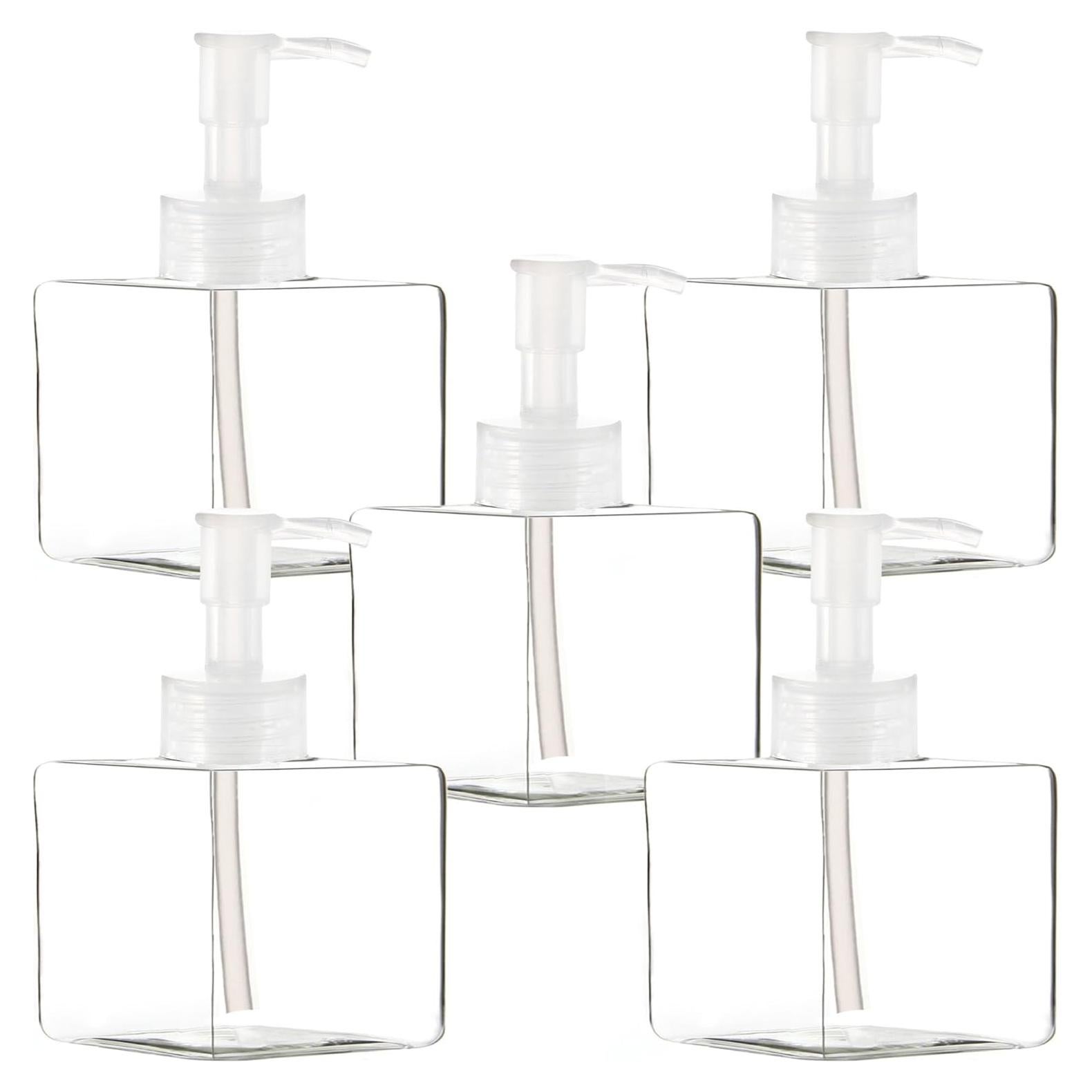 Youngever 5 Botellas de Plástico Cuadradas 236.6 ml con Bomba