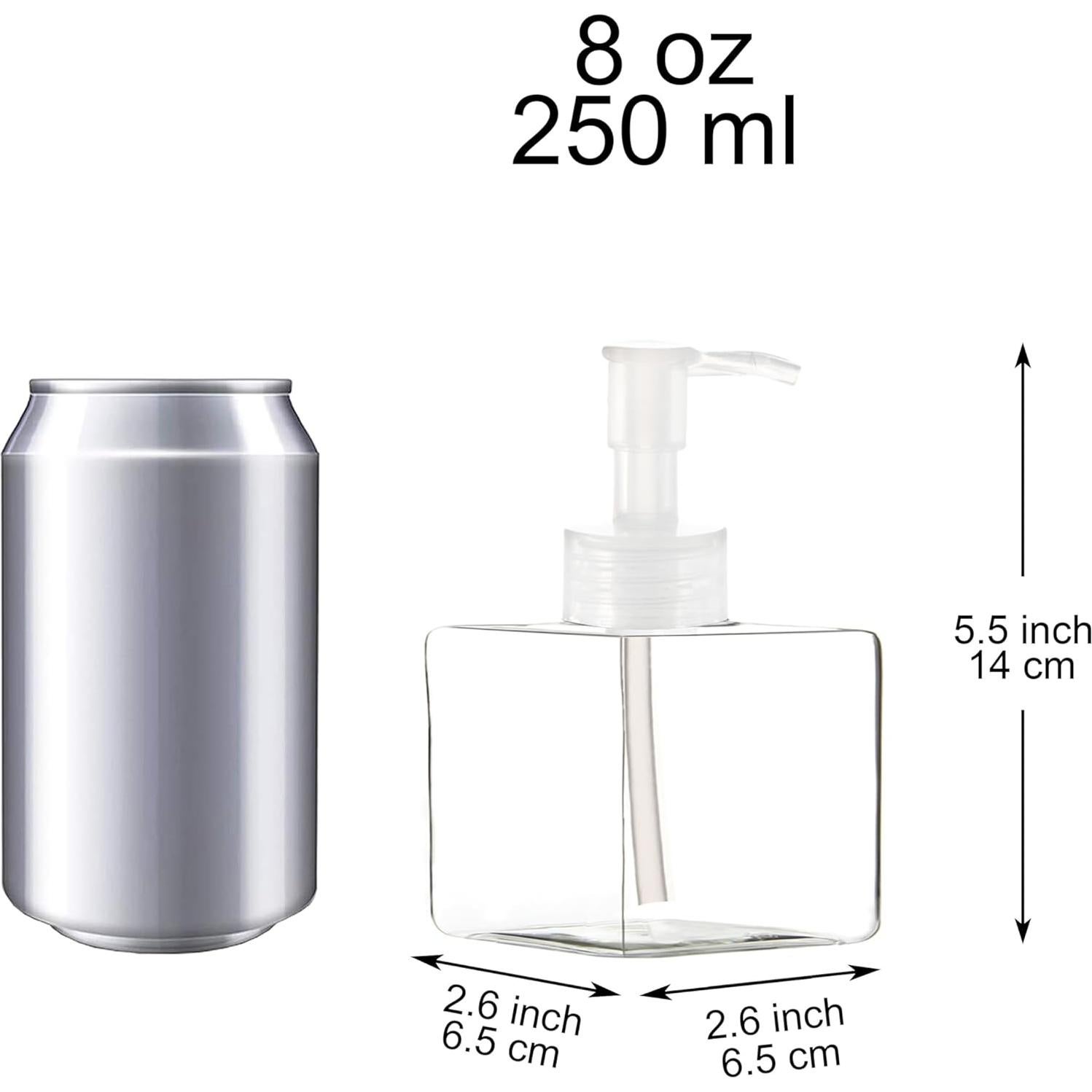 Youngever 5 Botellas de Plástico Cuadradas 236.6 ml con Bomba