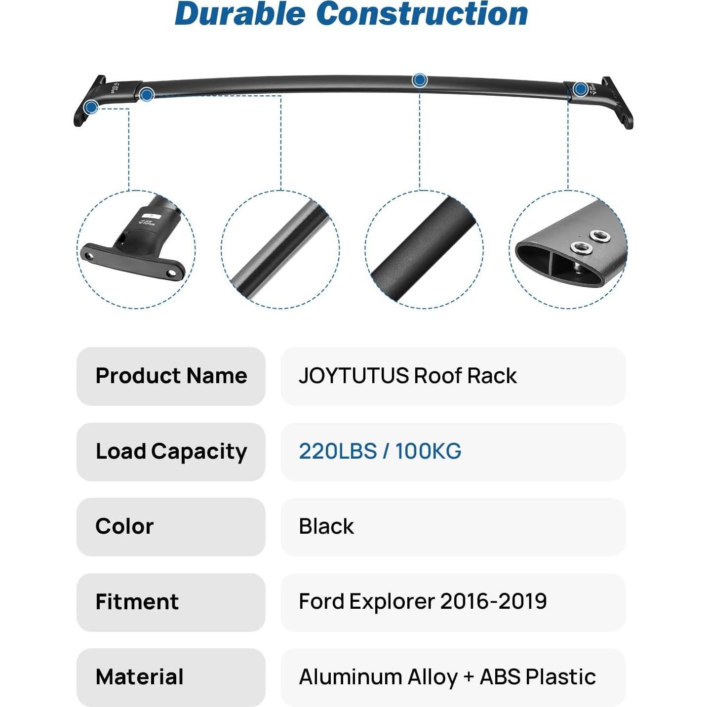 Barras Transversales de Techo JOYTUTUS para Ford Explorer 2016-2019