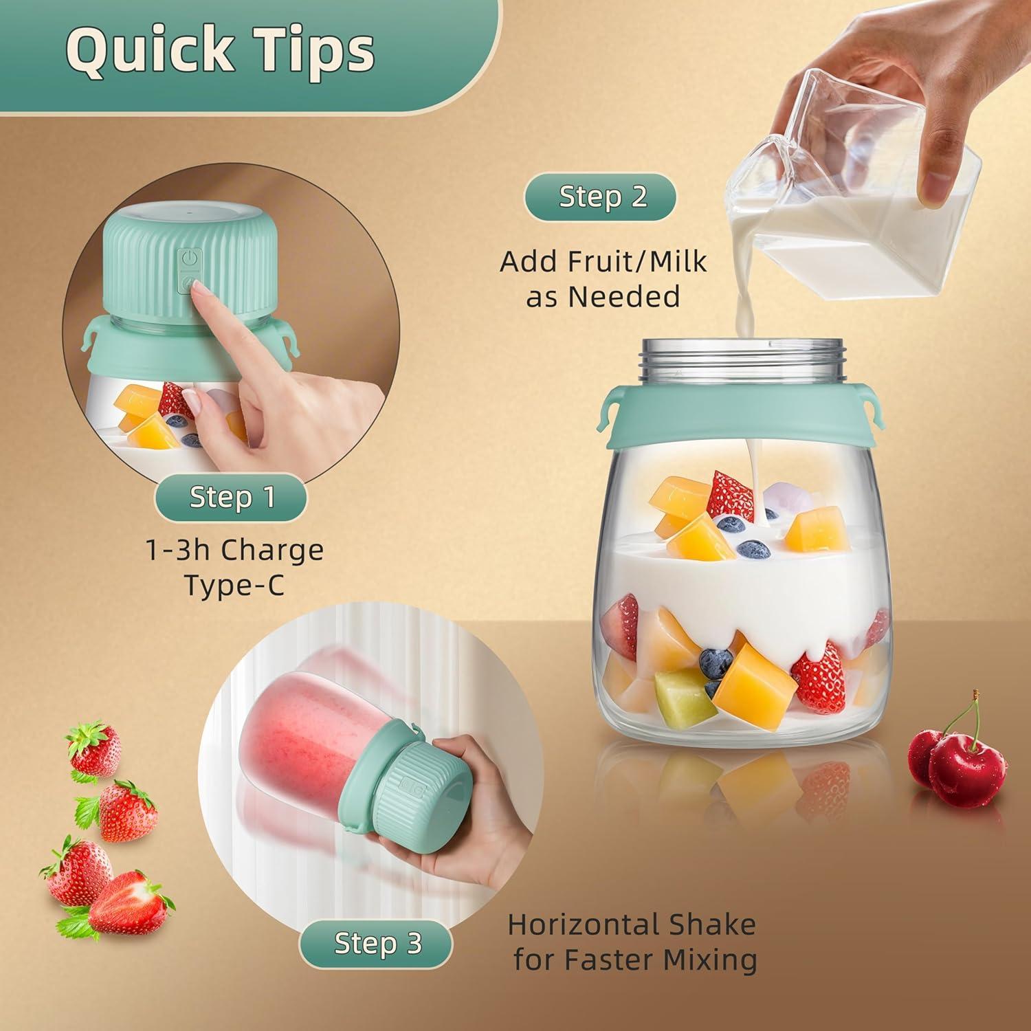 Licuadora Portátil HIFEASTS 1100ml Turbo USB-C Verde