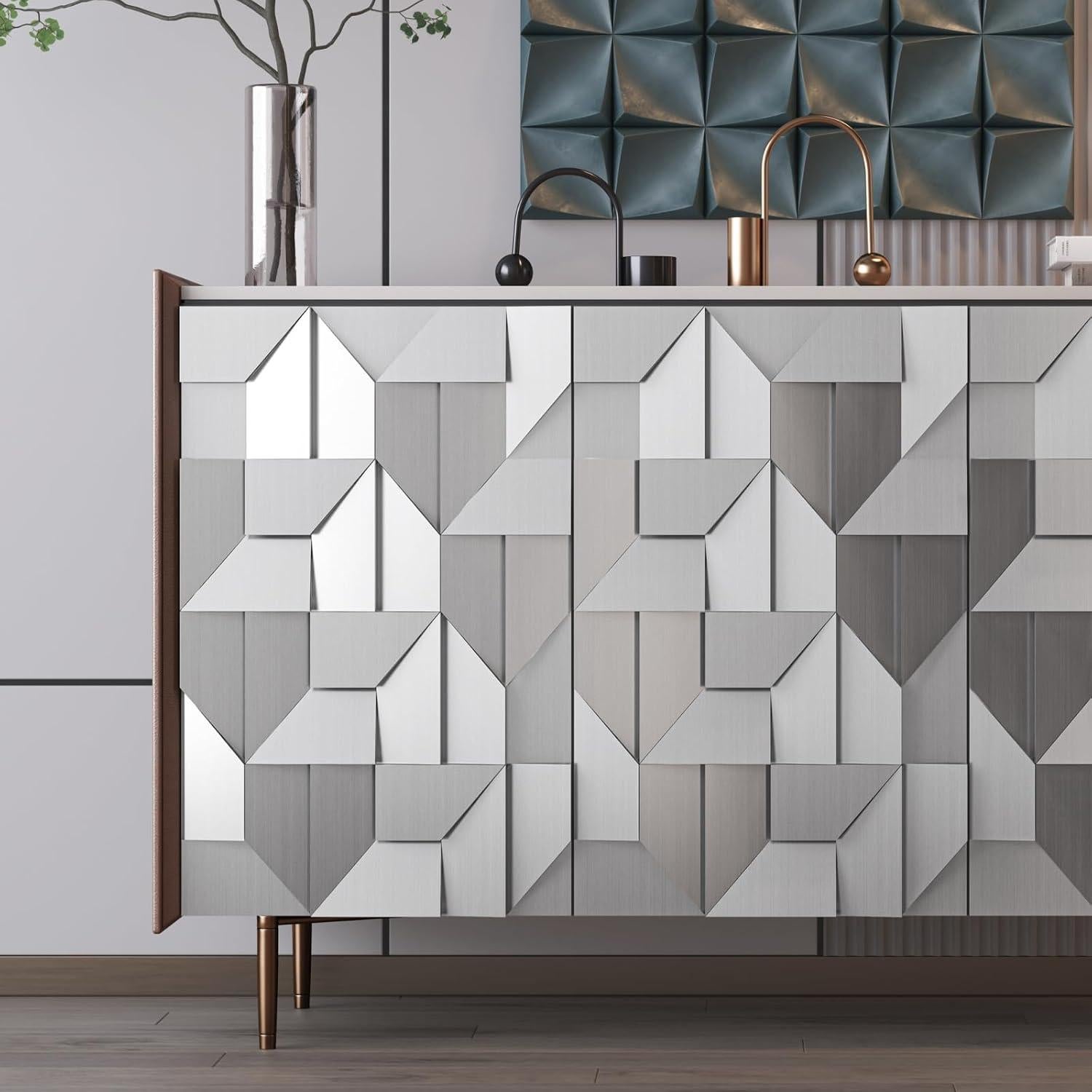 Papel Tapiz Autoadhesivo Abyssaly Plateado 30x198.8 cm