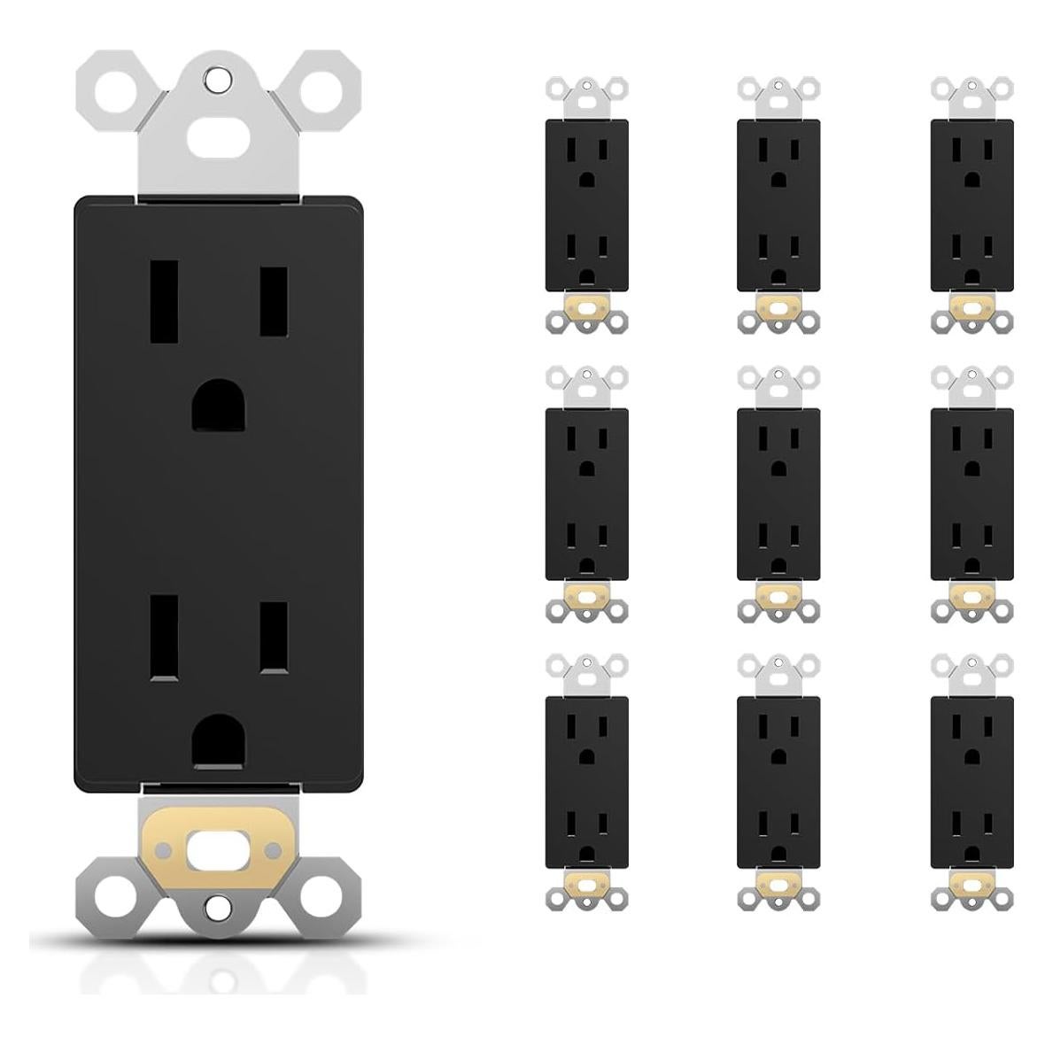 Toma Eléctrica Decorativa 15A TOPELER Negro Paquete 10