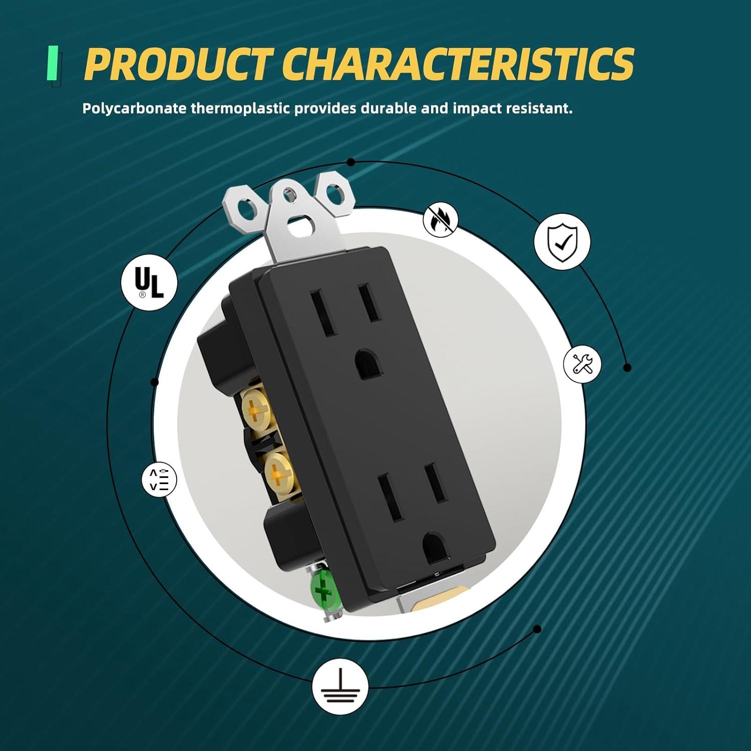 Toma Eléctrica Decorativa 15A TOPELER Negro Paquete 10