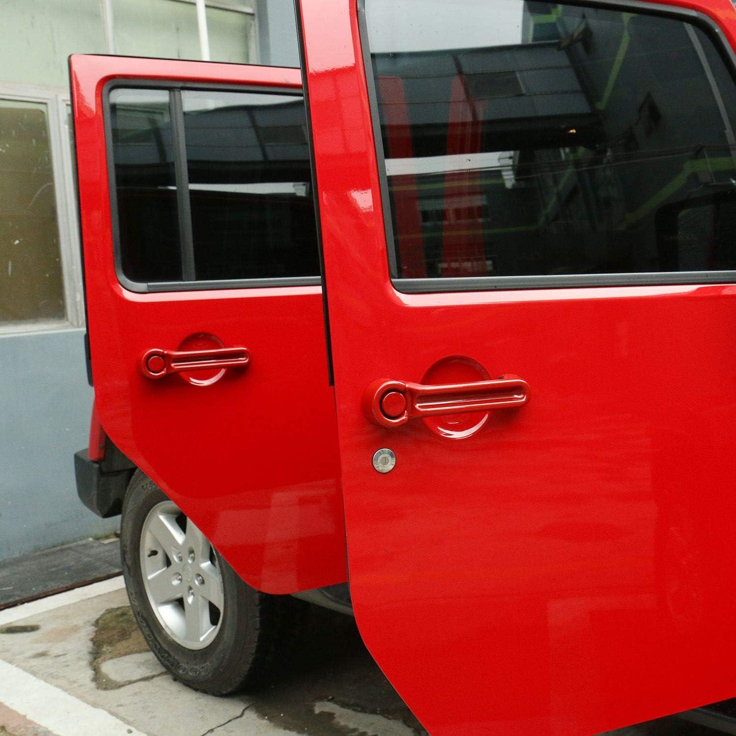 Cubiertas de Manijas de Puerta JeCar ABS Rojas 5 Piezas para Jeep
