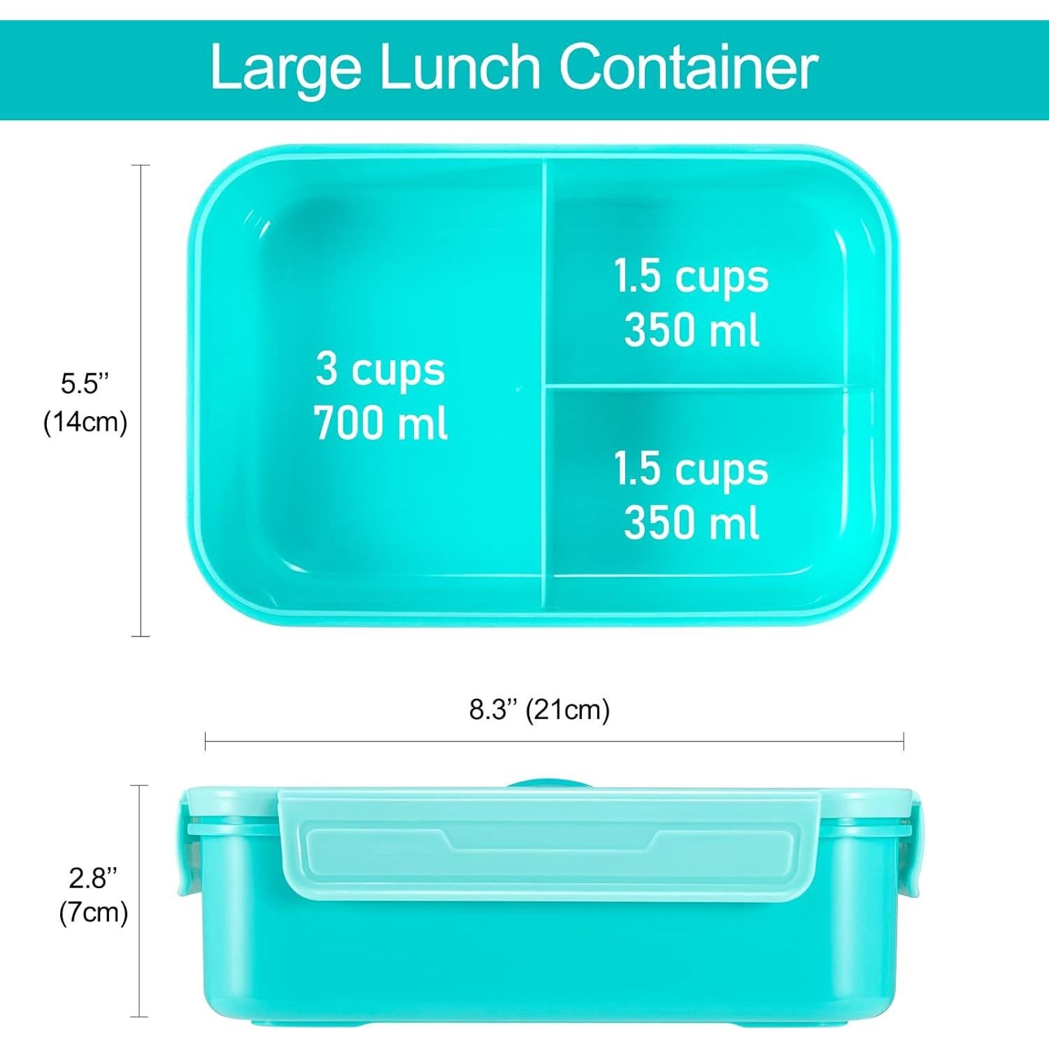 Caja de Almuerzo Caperci Clásica 3 Compartimentos 1.4 L Aqua