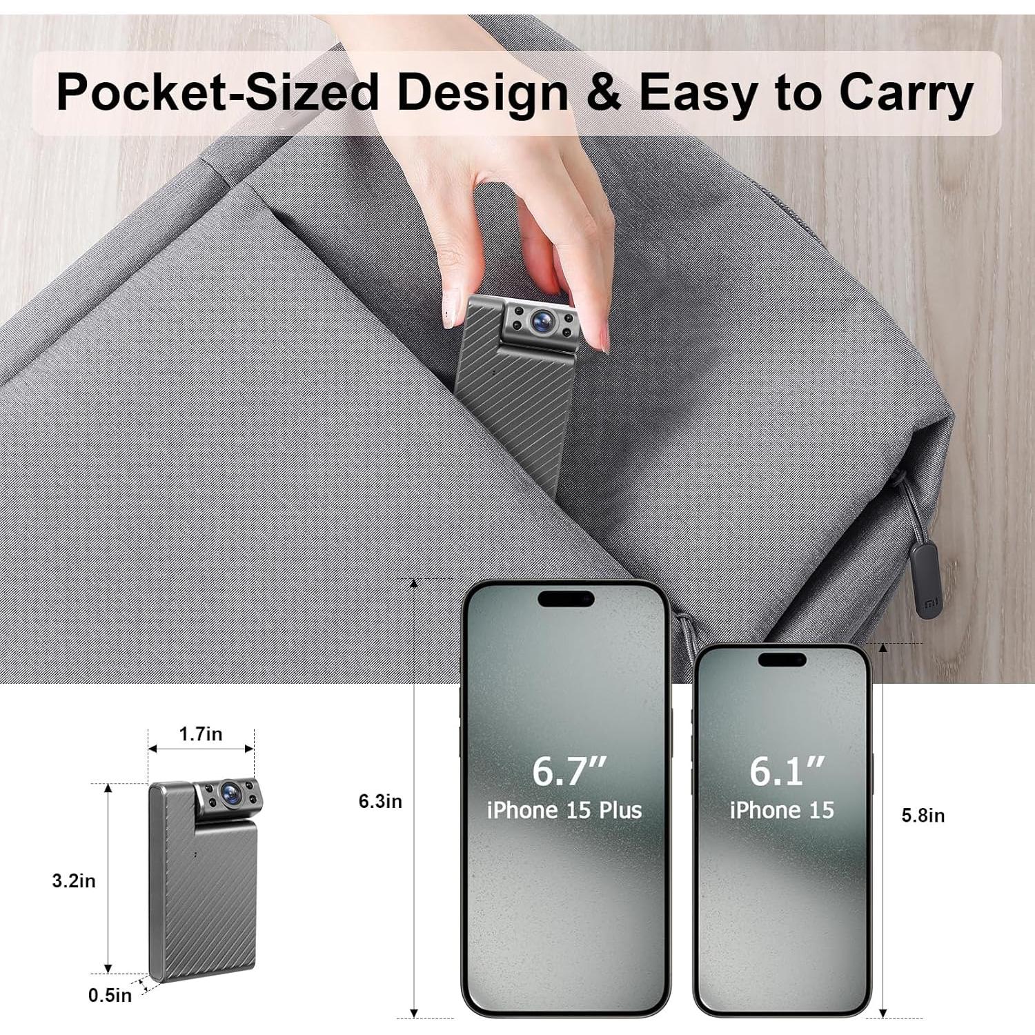 Mini Cámara Inalámbrica HD 1080p KANUIMA Plata Rotativa 180°