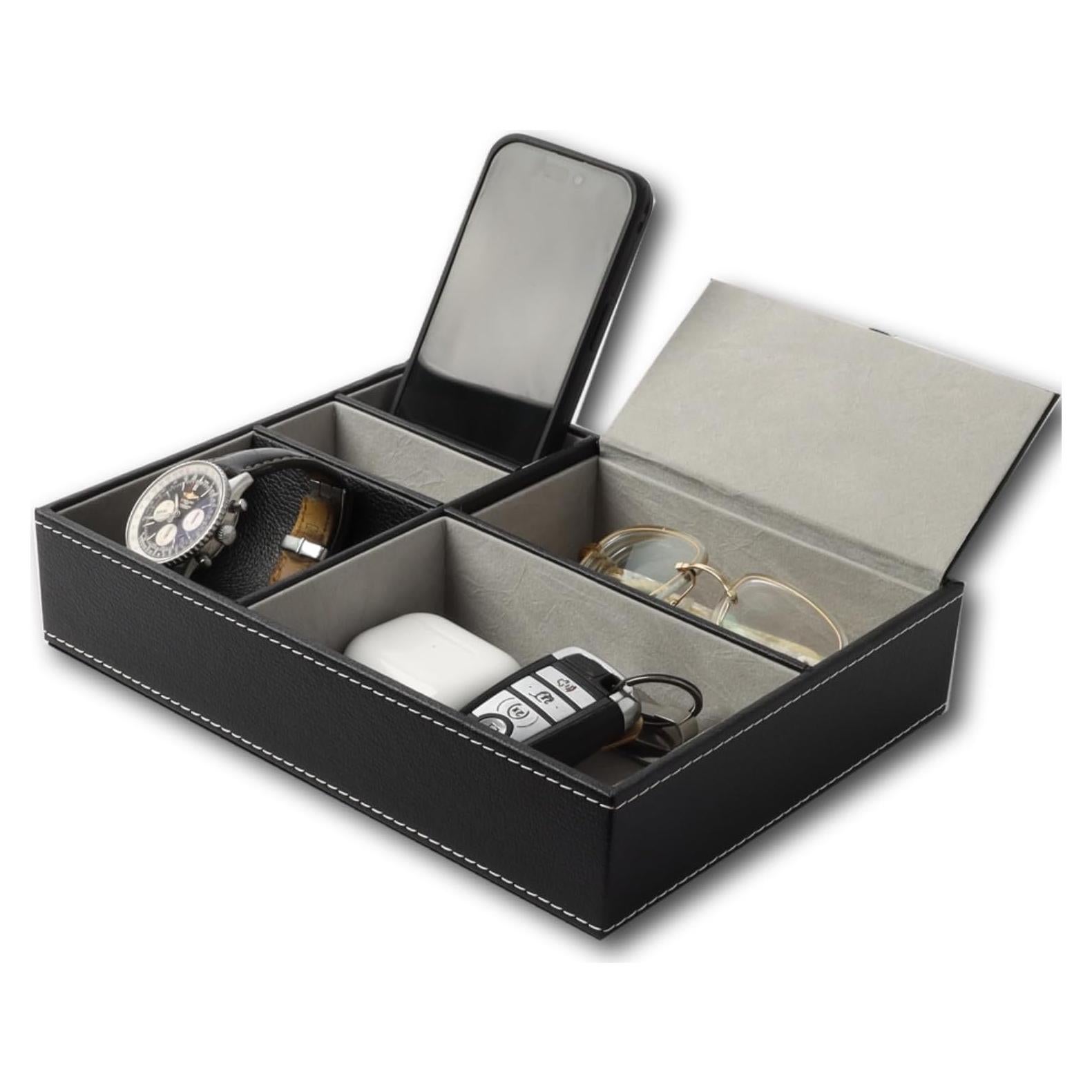 Organizador de Mesita de Noche Mantello, Bandeja de Valet Negra