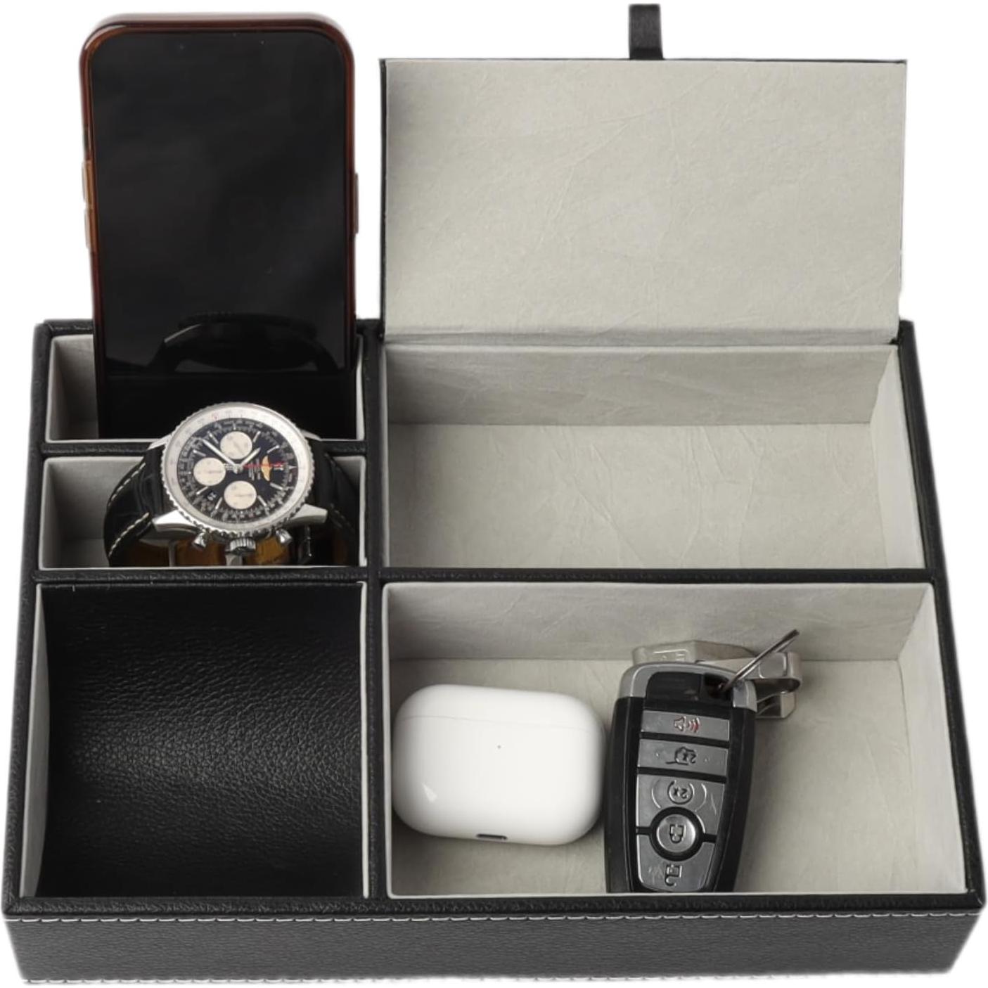 Organizador de Mesita de Noche Mantello, Bandeja de Valet Negra