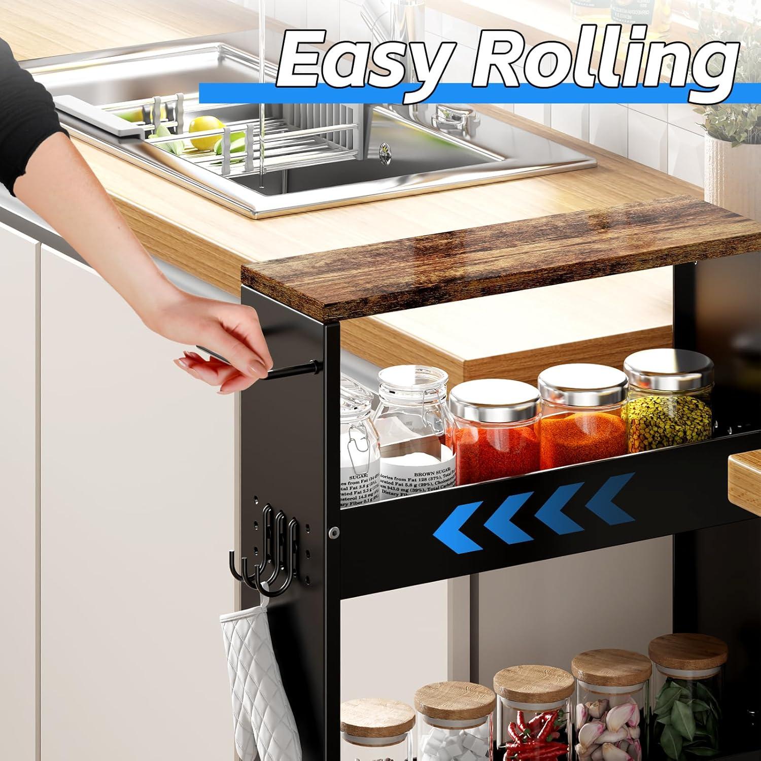 Carro de Almacenamiento CABTE de 4 Niveles Negro 82 cm