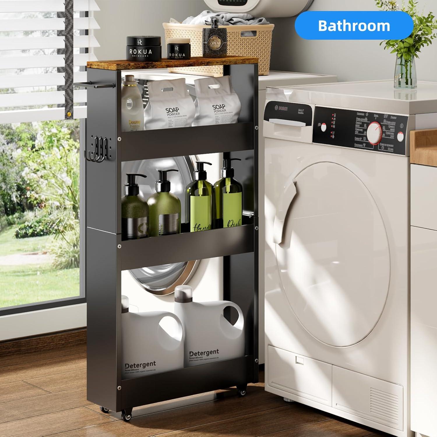 Carro de Almacenamiento CABTE de 4 Niveles Negro 82 cm