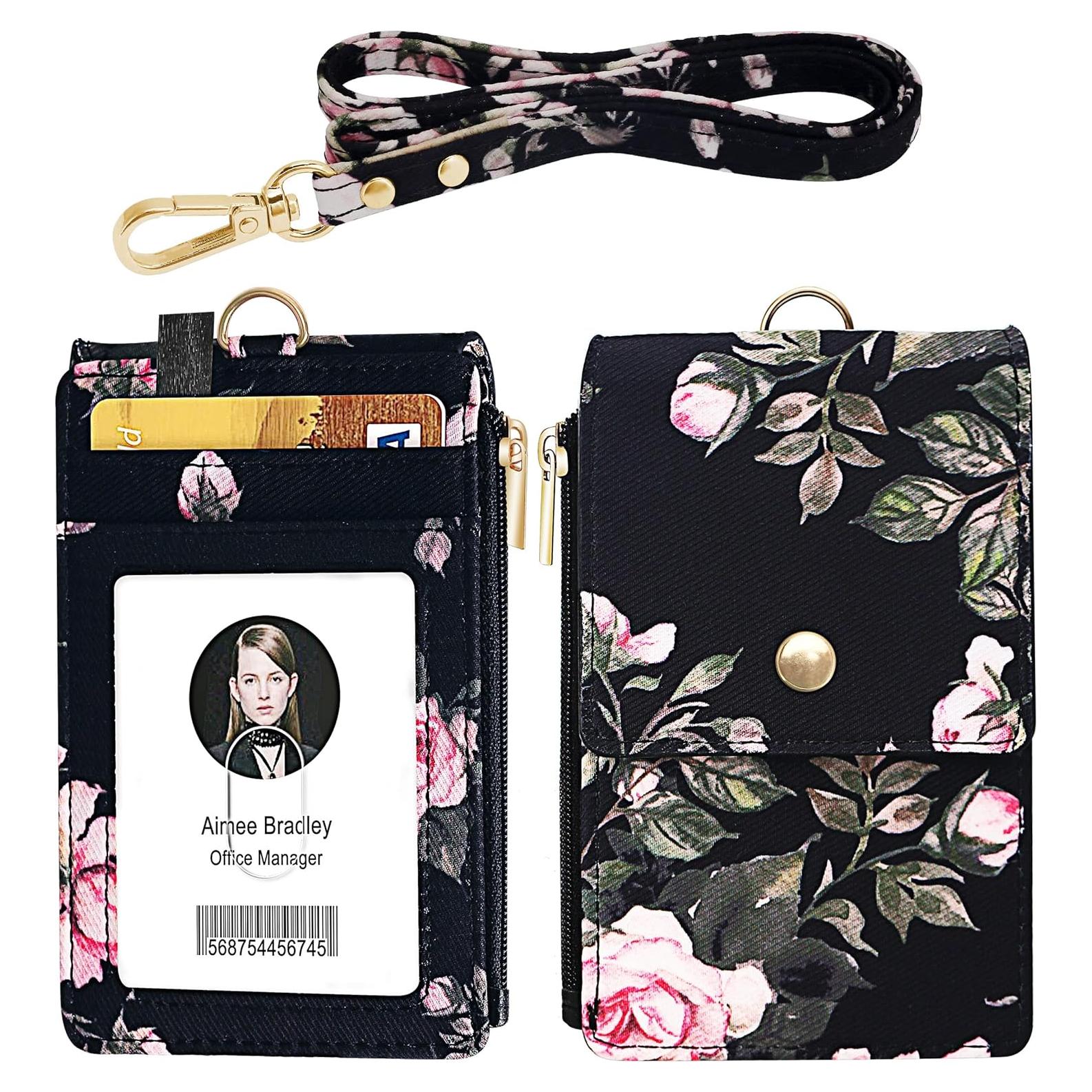 Soporte de Identificación ELV Rosa Floral con RFID y Correa