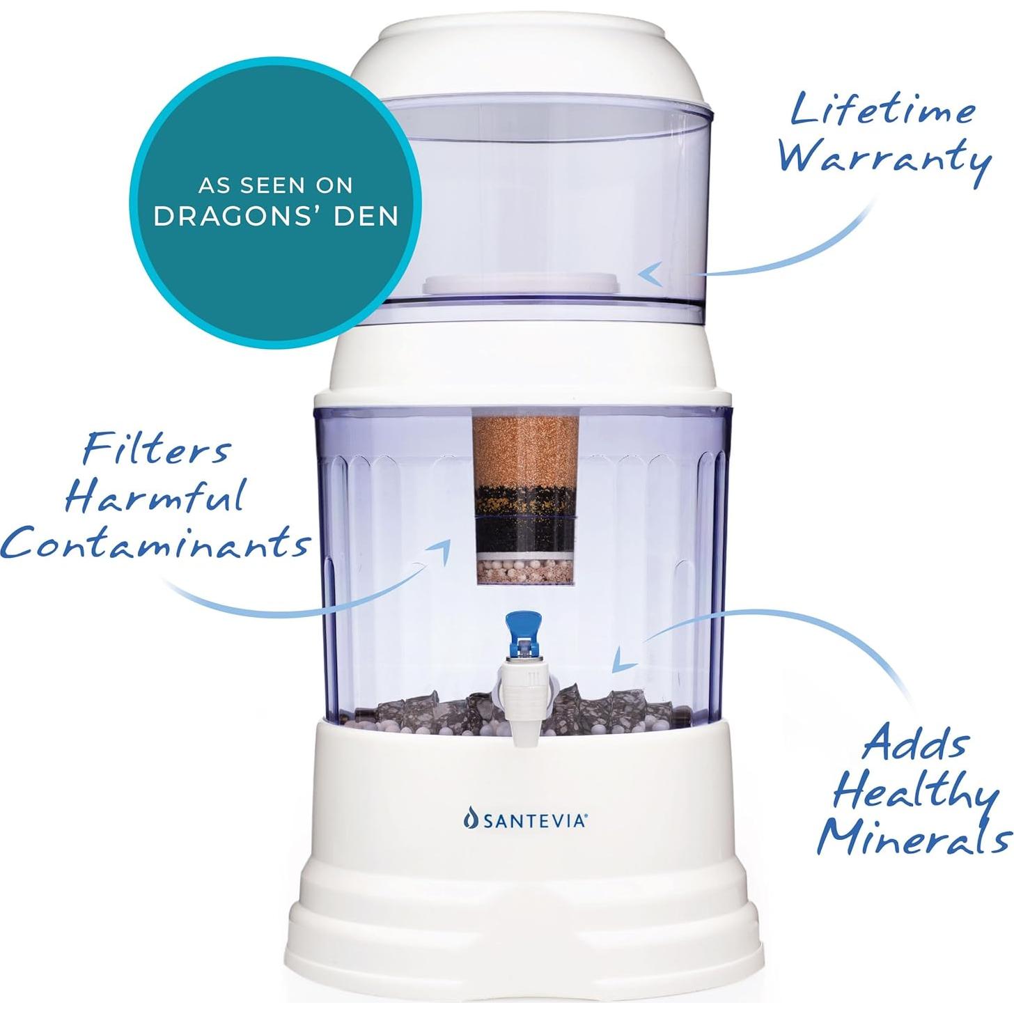 Filtro de Agua por Gravedad Santevia 10L Alcalino Mineralizado