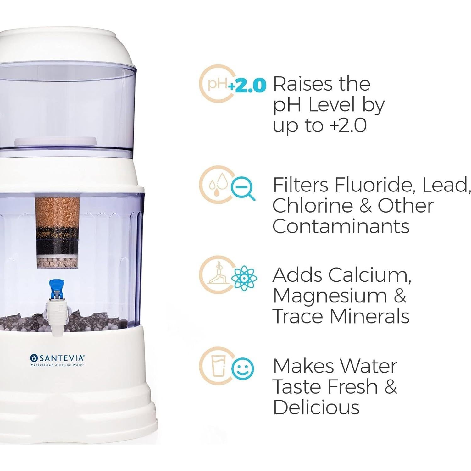 Filtro de Agua por Gravedad Santevia 10L Alcalino Mineralizado