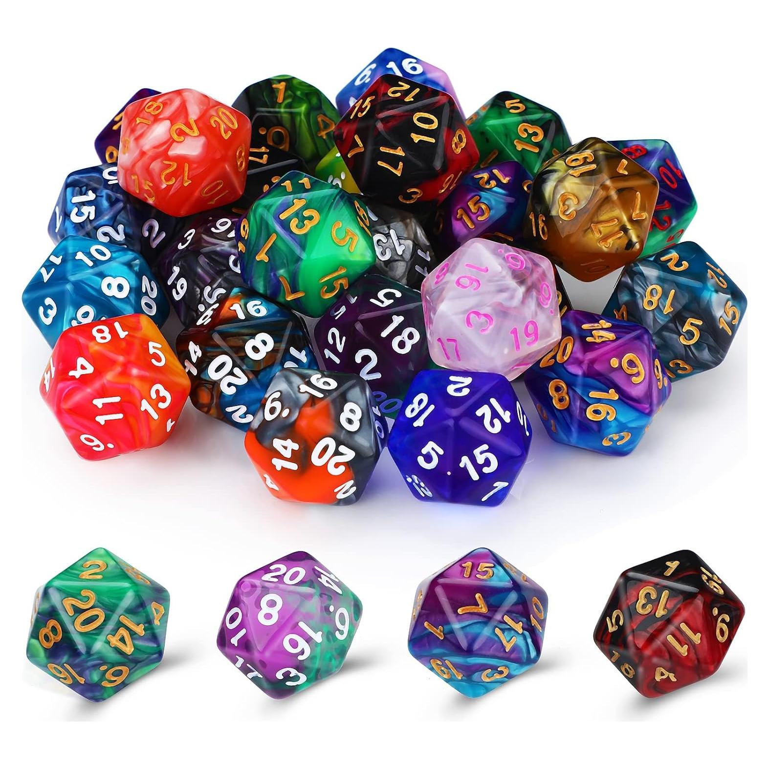 Juego de Dados Poliedricos 25 Piezas TecUnite con Bolsa Negra