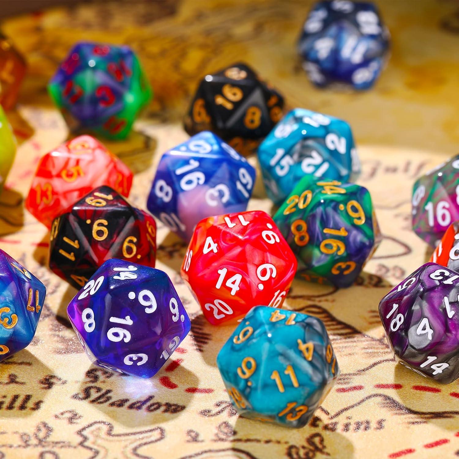 Juego de Dados Poliedricos 25 Piezas TecUnite con Bolsa Negra