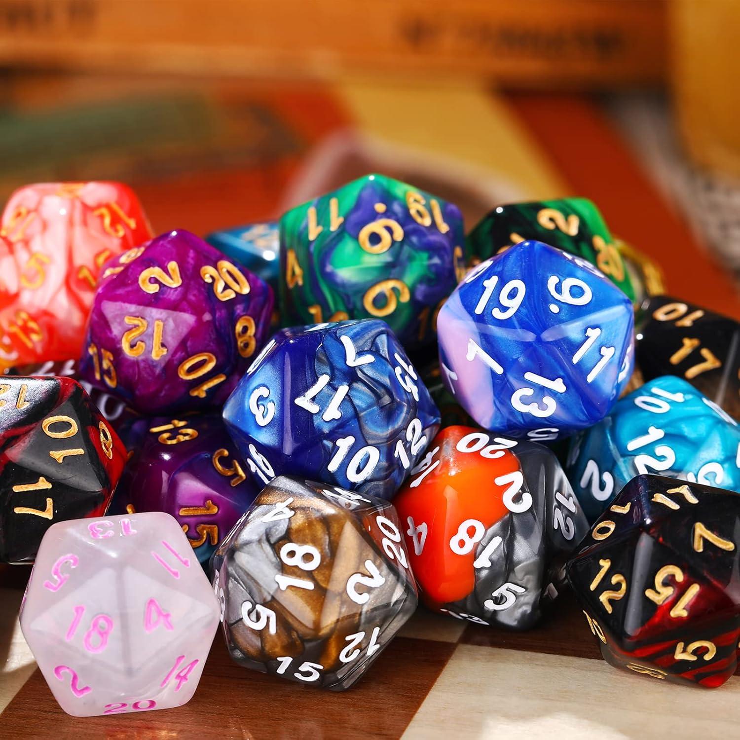 Juego de Dados Poliedricos 25 Piezas TecUnite con Bolsa Negra