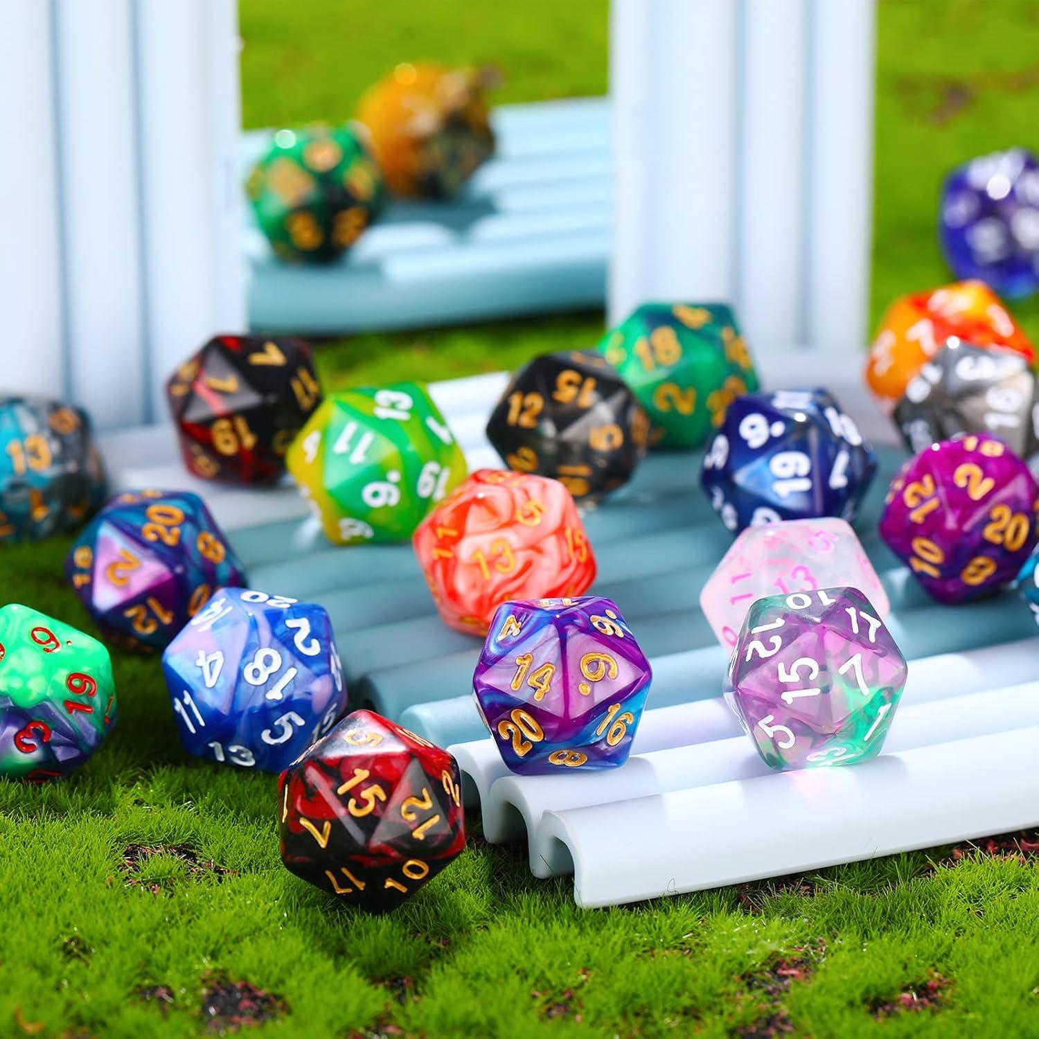 Juego de Dados Poliedricos 25 Piezas TecUnite con Bolsa Negra