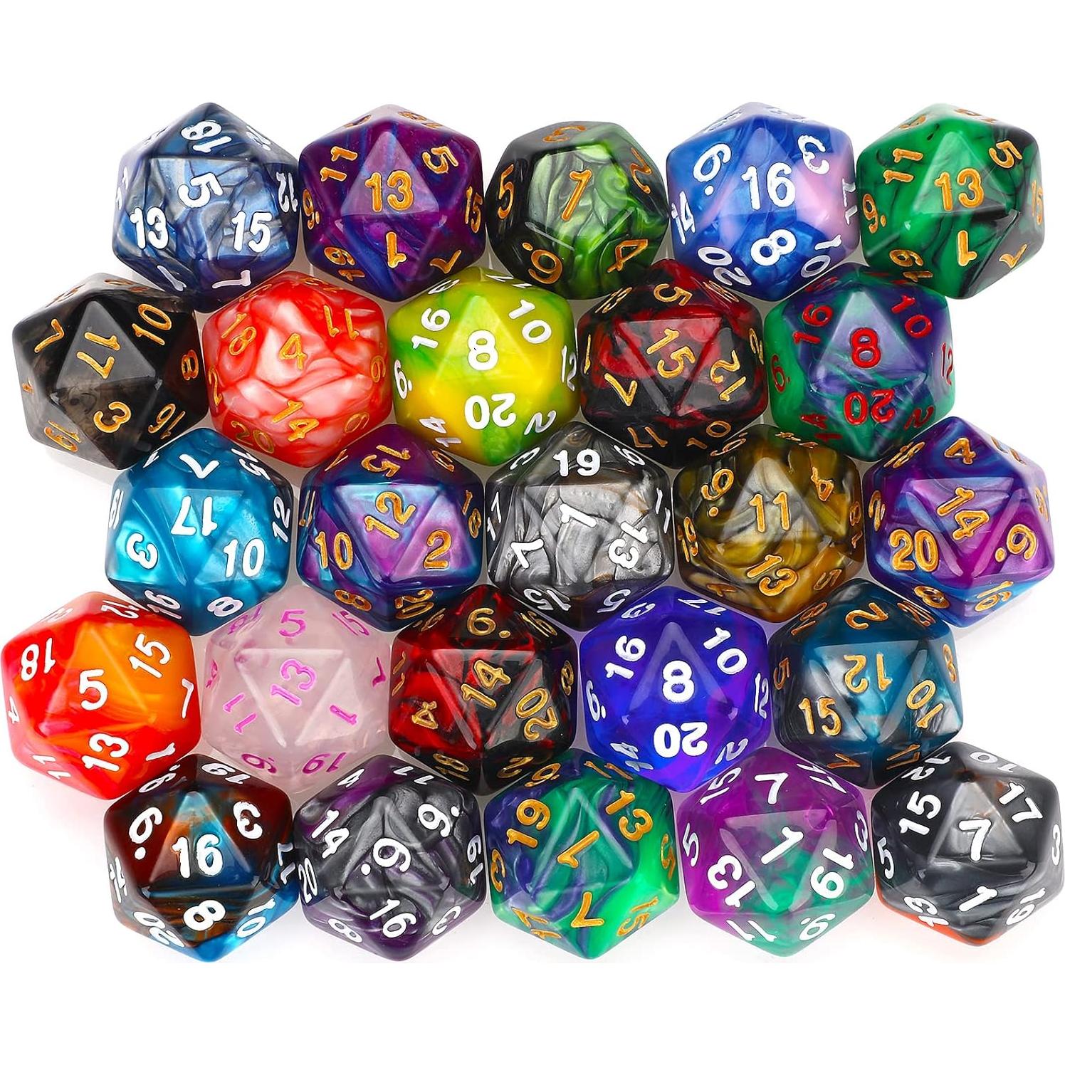 Juego de Dados Poliedricos 25 Piezas TecUnite con Bolsa Negra