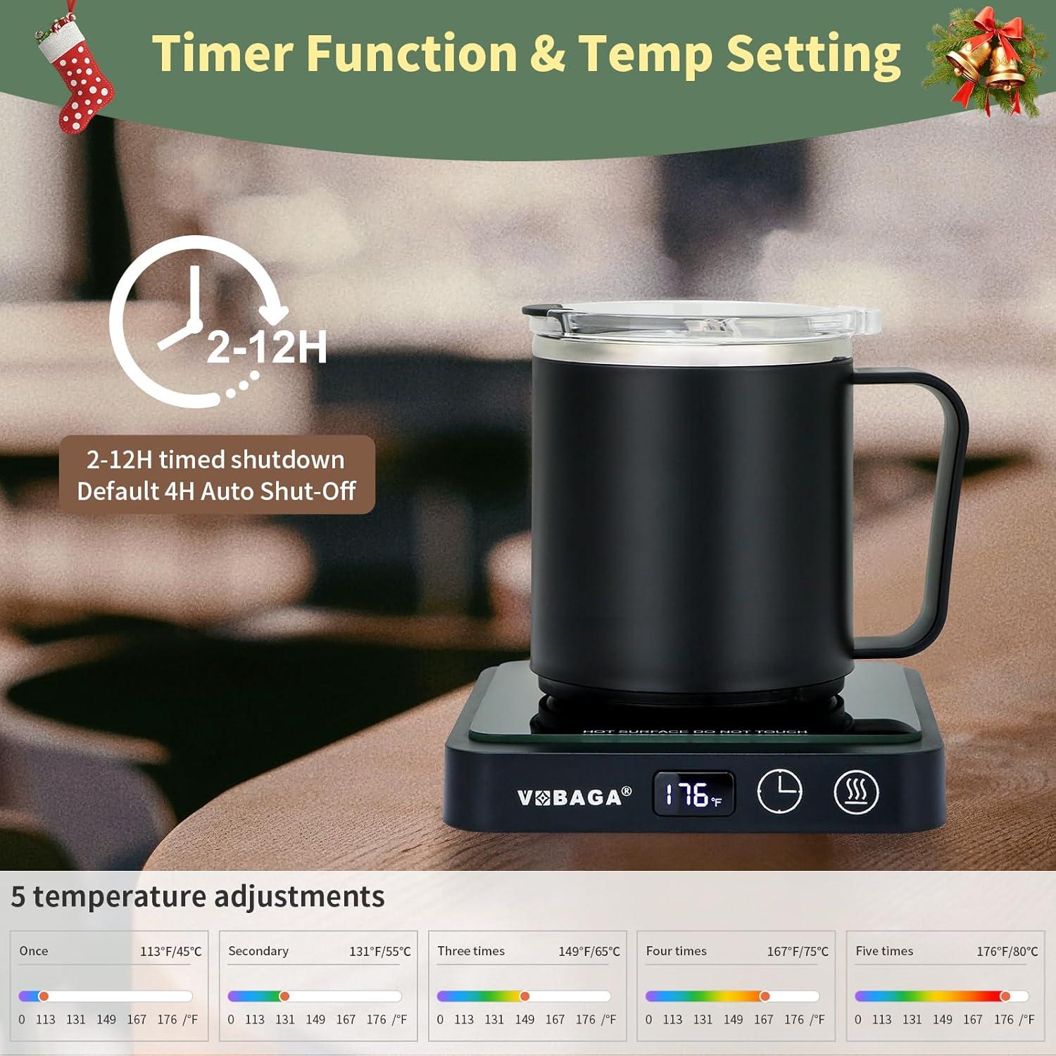 Calentador de Tazas VOBAGA con Taza de Acero Inoxidable 15oz