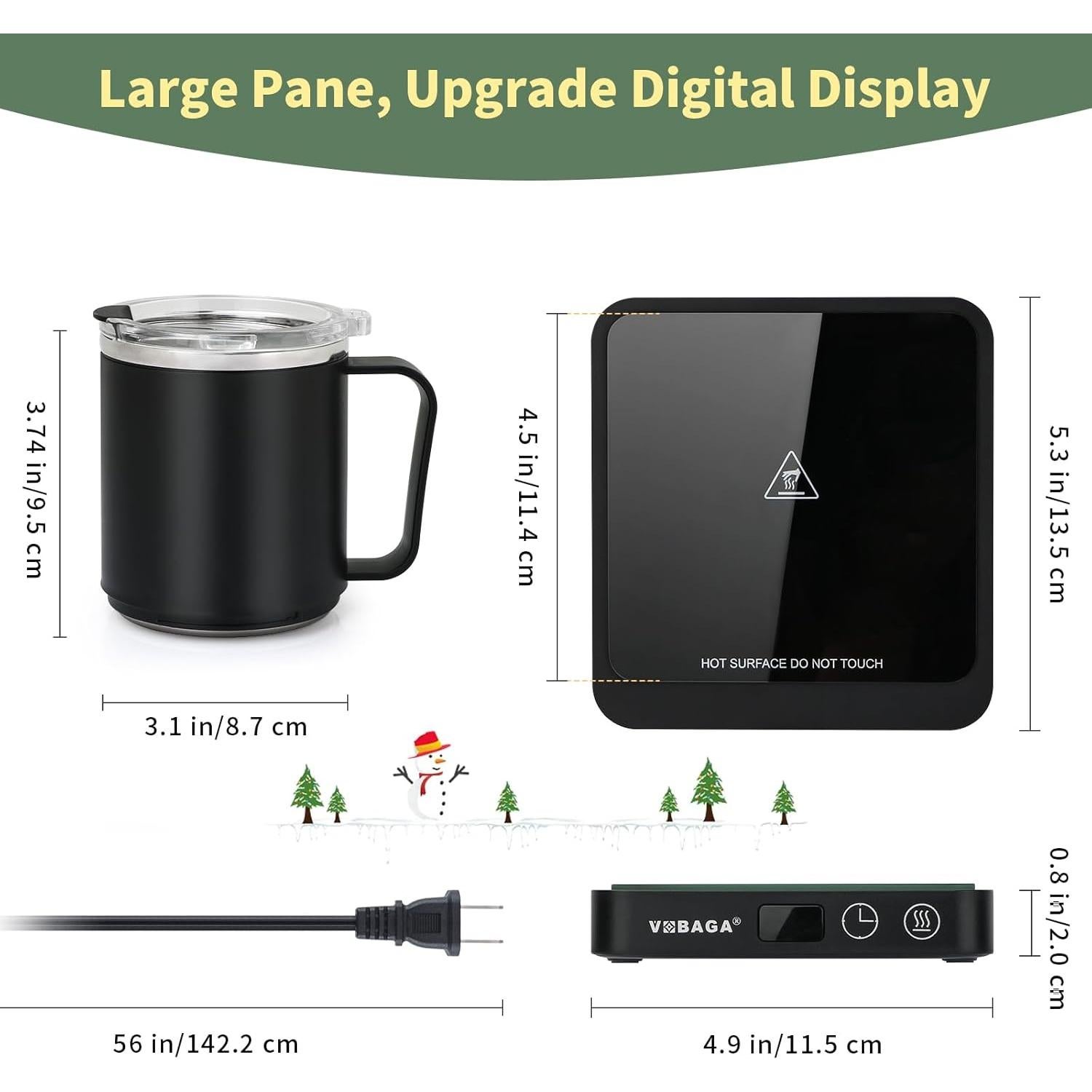 Calentador de Tazas VOBAGA con Taza de Acero Inoxidable 15oz