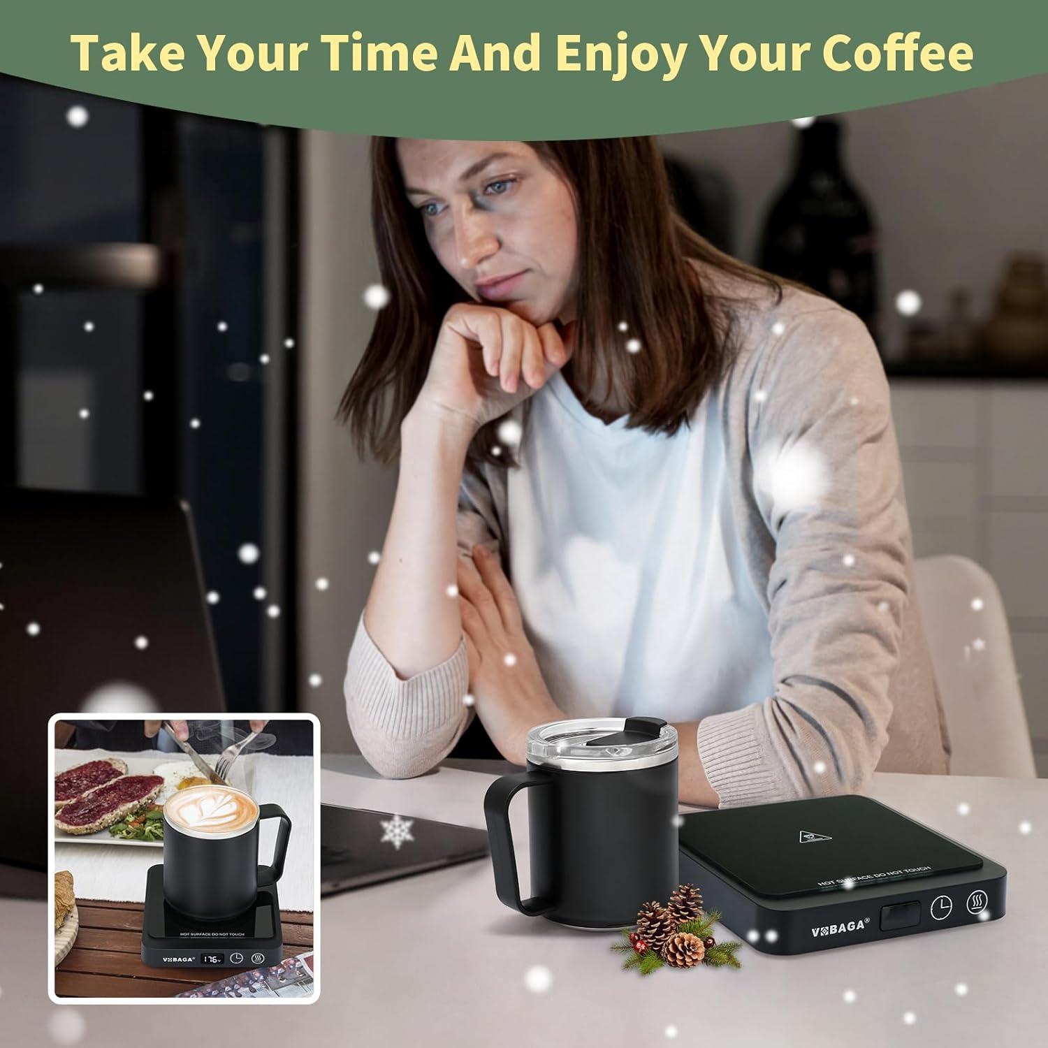 Calentador de Tazas VOBAGA con Taza de Acero Inoxidable 15oz