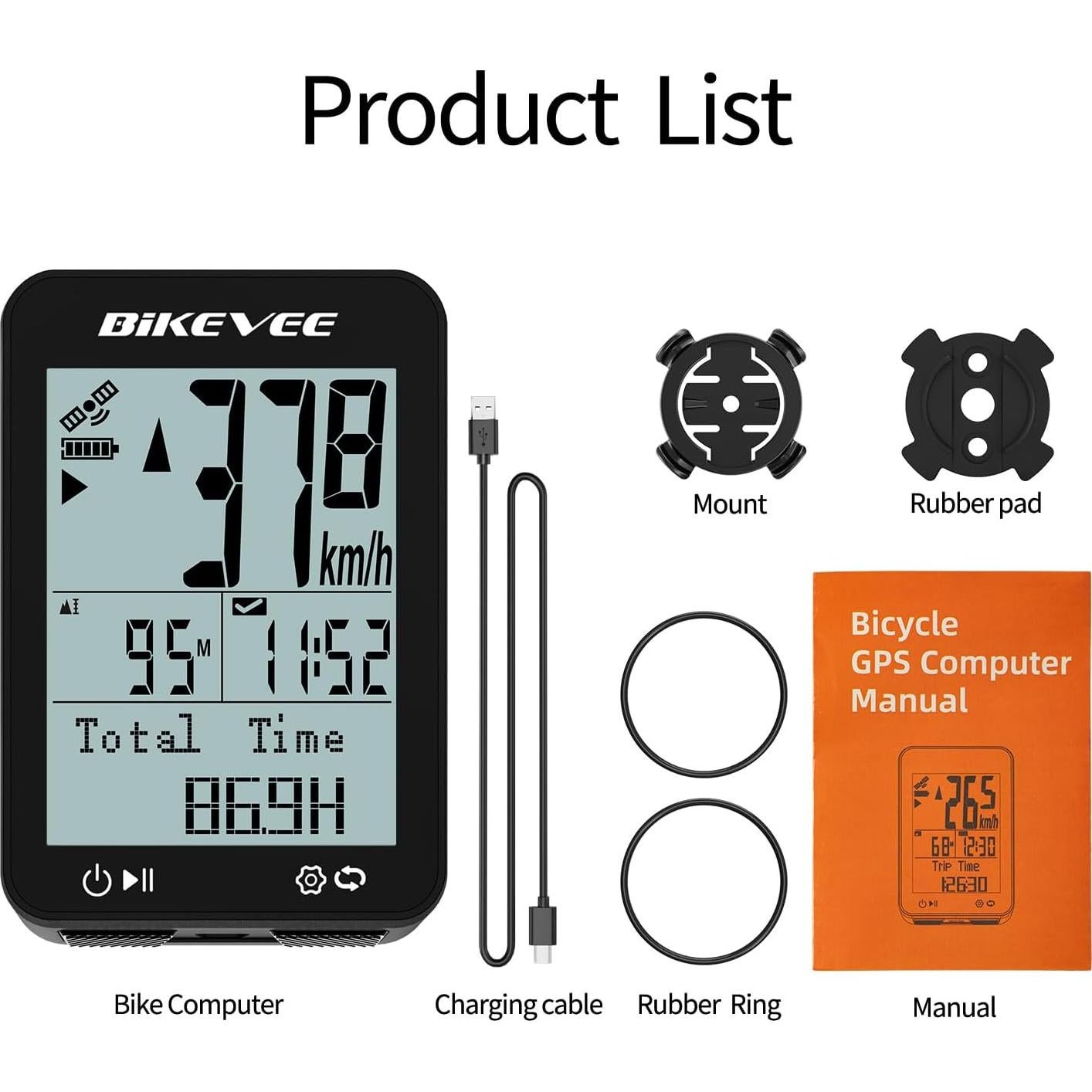 Computadora de Bicicleta GPS Bikevee BKV310A LCD 2.4" IPX7