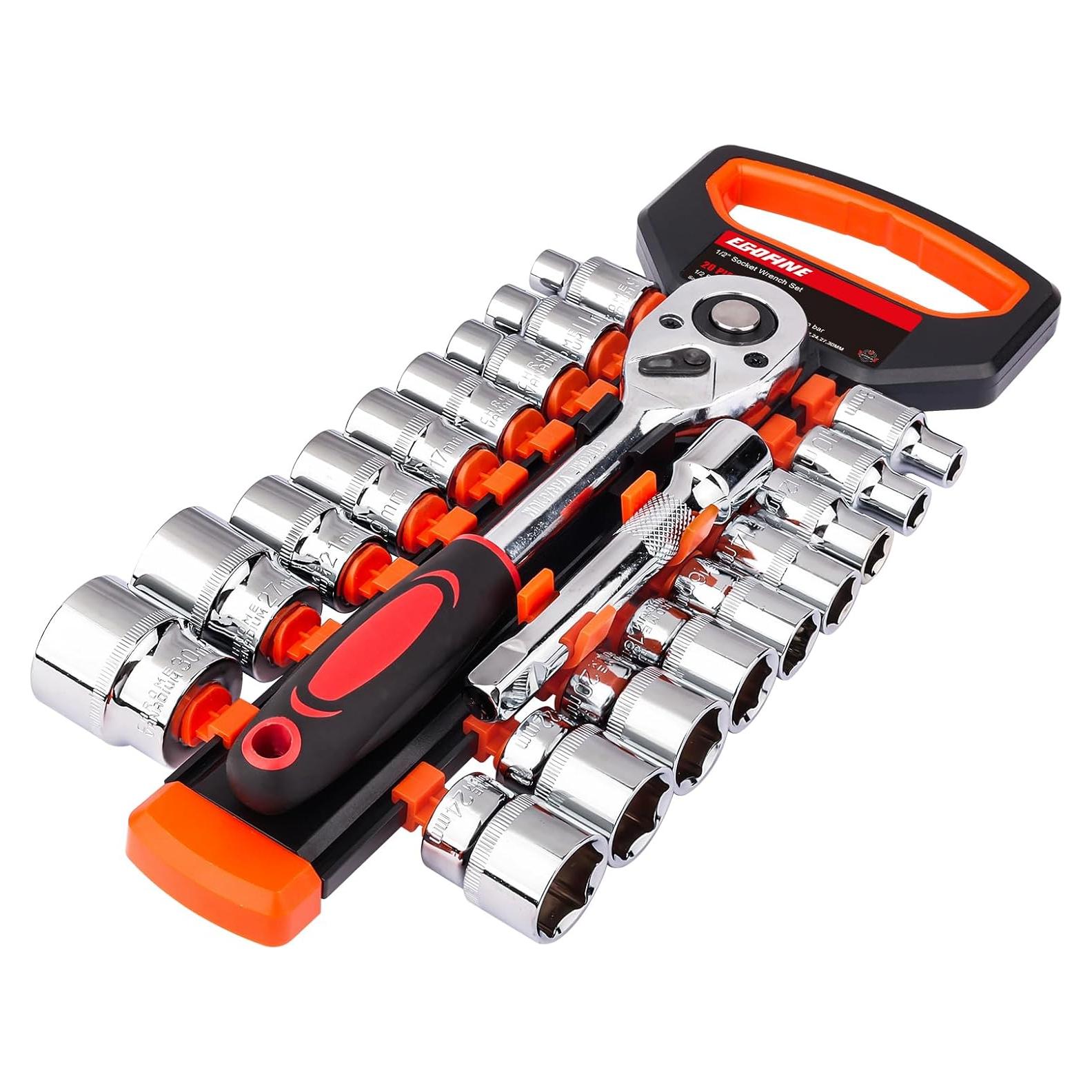 Juego de Llave de Carraca Egofine 20 Piezas 1/2" 8-30mm