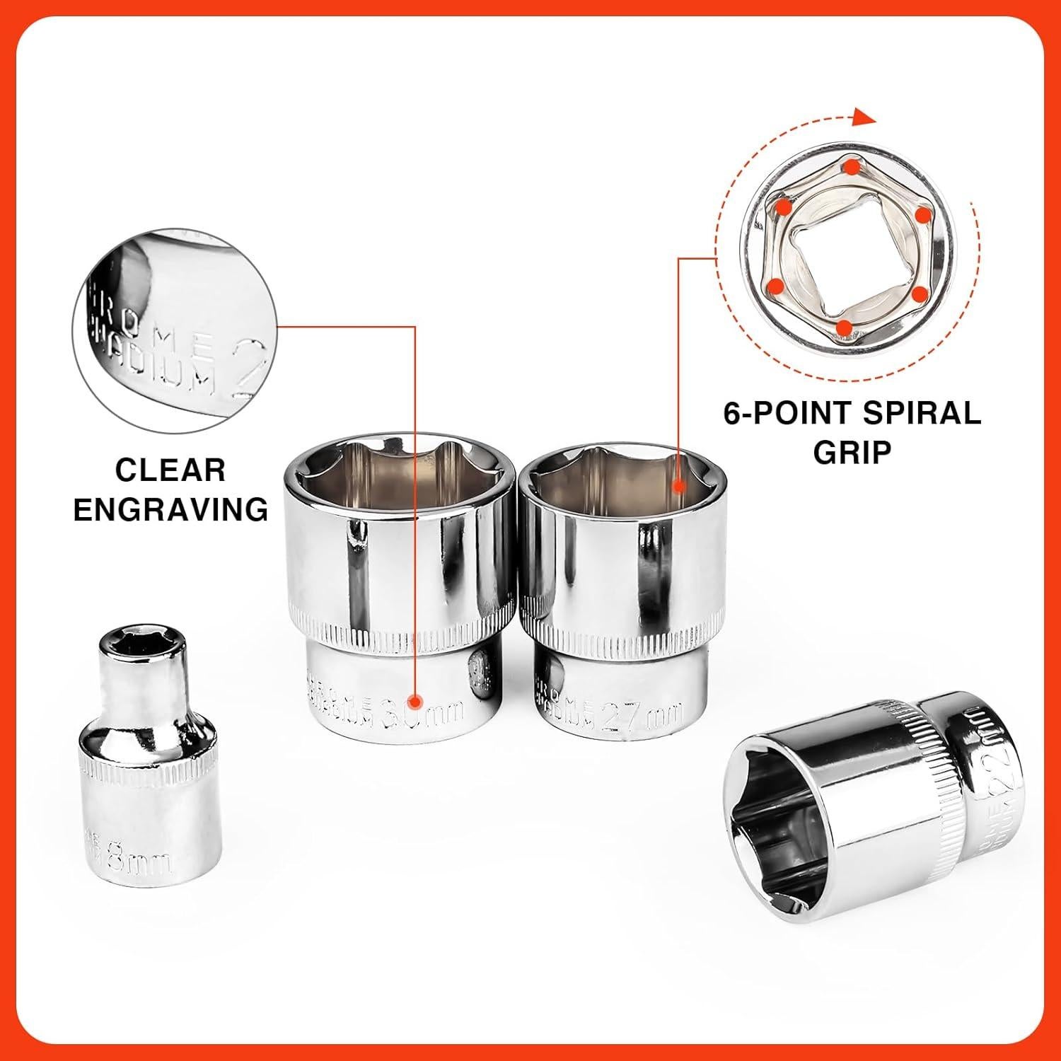 Juego de Llave de Carraca Egofine 20 Piezas 1/2" 8-30mm