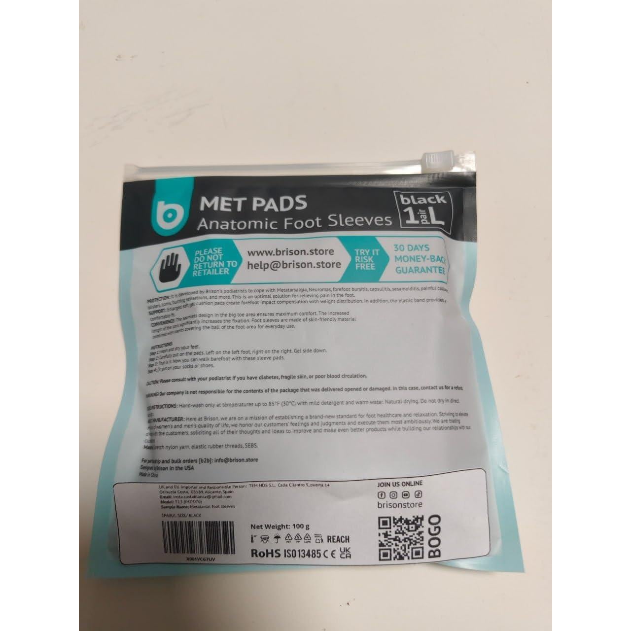 Almohadillas Metatarsales Brison para Alivio del Dolor - 2 Pares