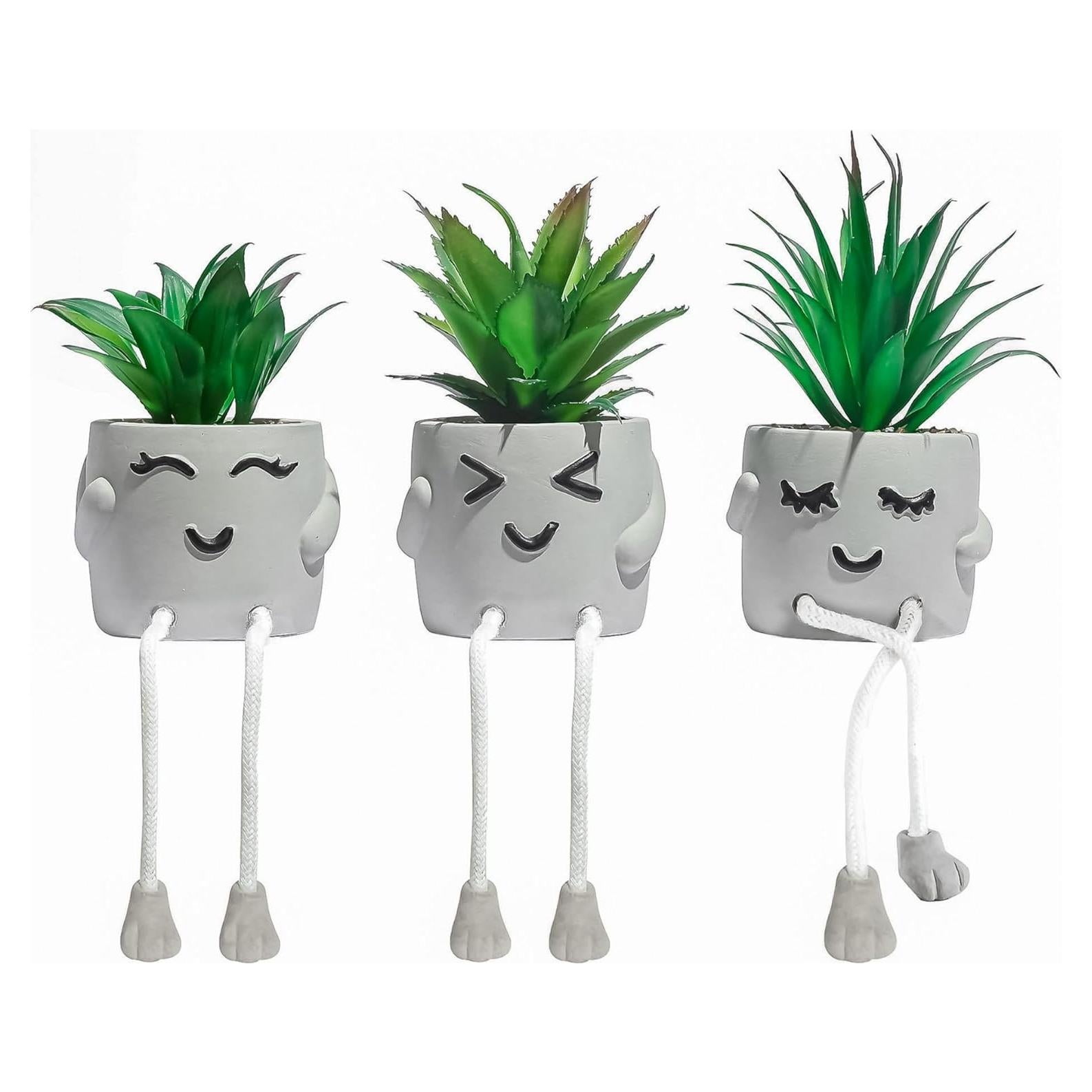 Suculentas Artificiales OLEEK - Set de 3 Macetas Decorativas