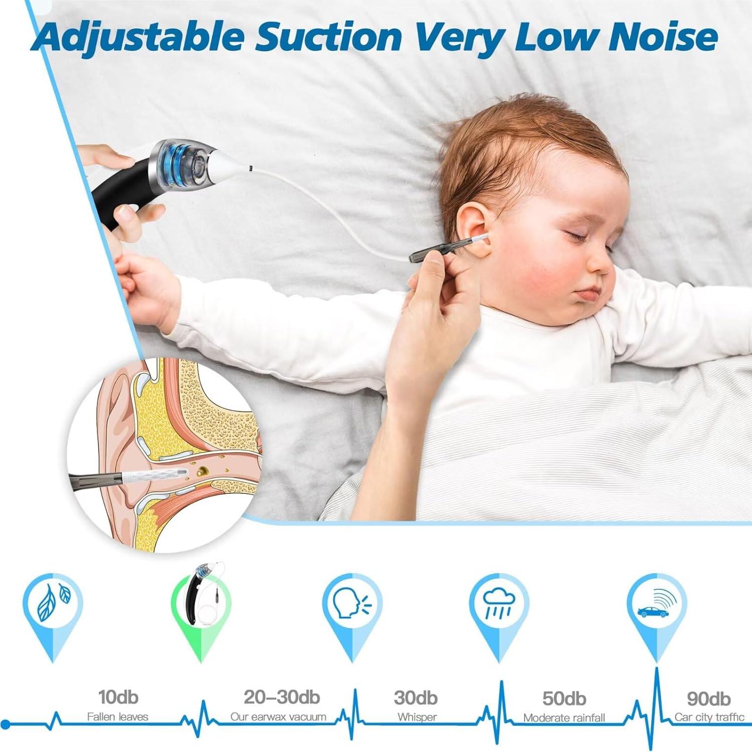 Aspirador de Cera de Oído TEADZ Eléctrico Recargable USB 5 Niveles
