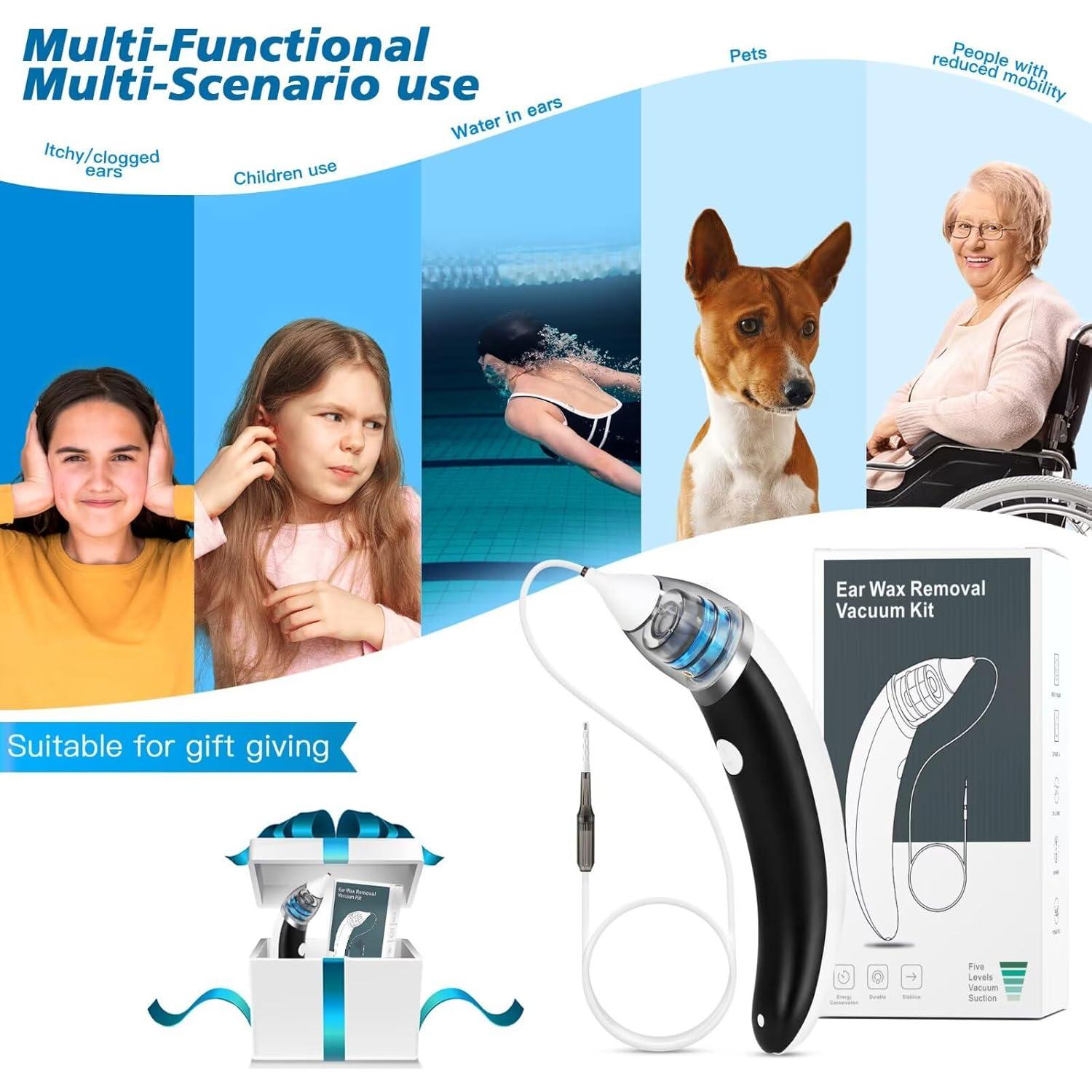 Aspirador de Cera de Oído TEADZ Eléctrico Recargable USB 5 Niveles