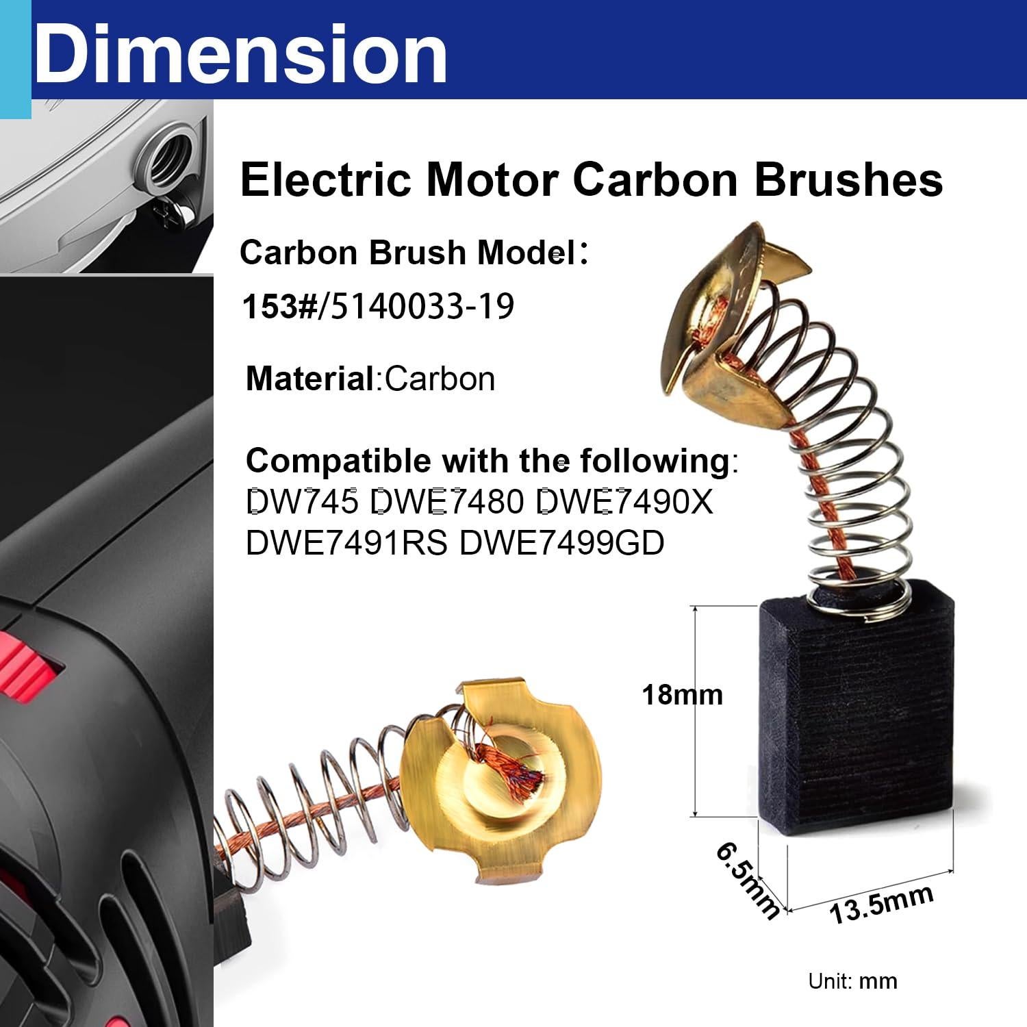 4 Cepillos de Carbón DeWALT 5140033-19 para Herramientas Eléctricas