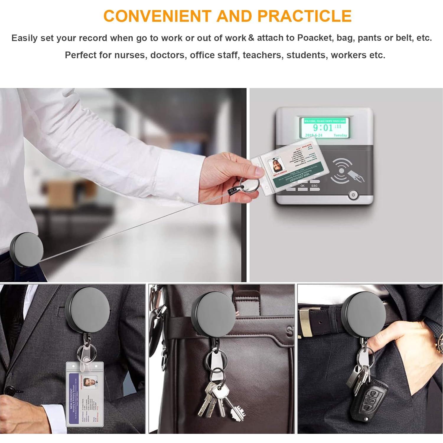 Portatarjetas Retráctil BILLTEFUL con Clip y Anillo Llave