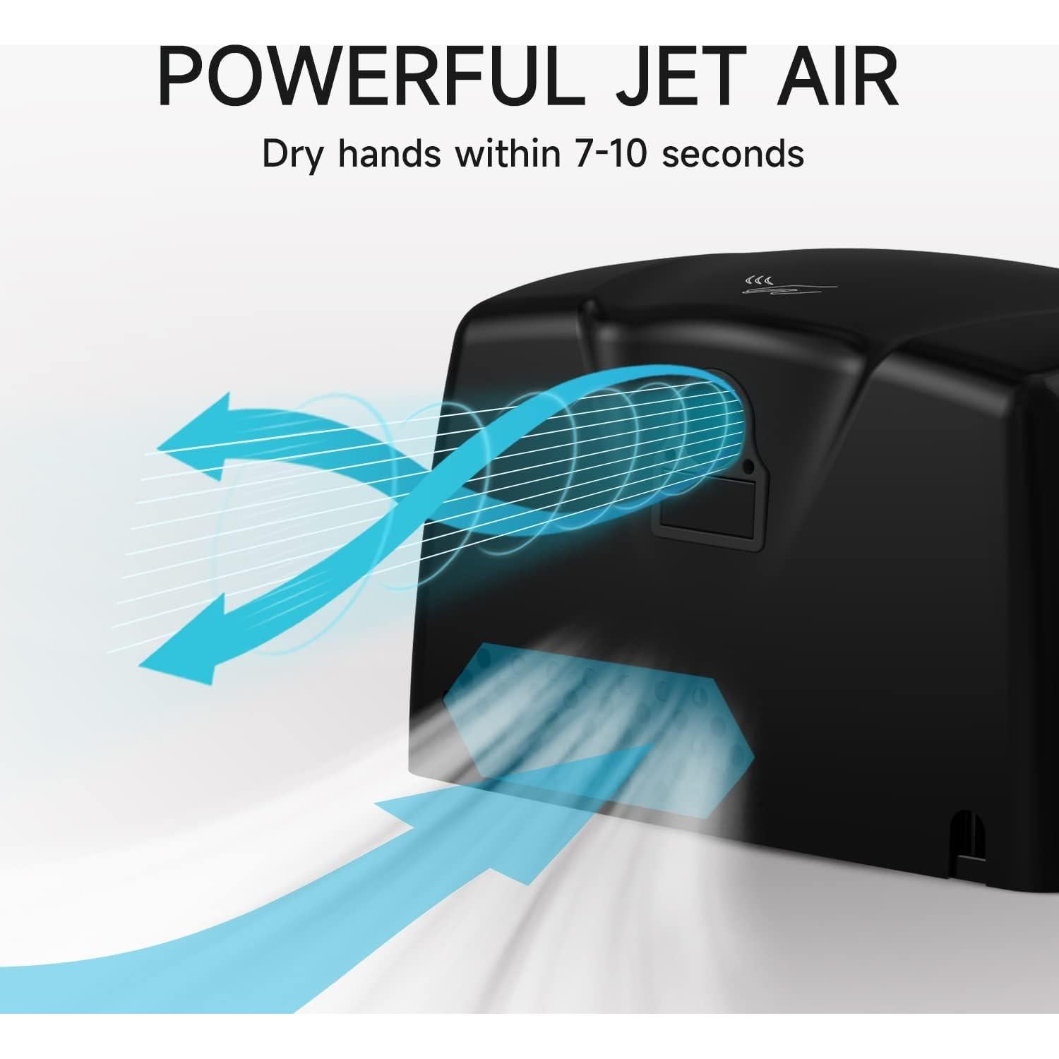 Secador de Manos Automático JETWELL JW2803 Negro - Acero Inoxidable