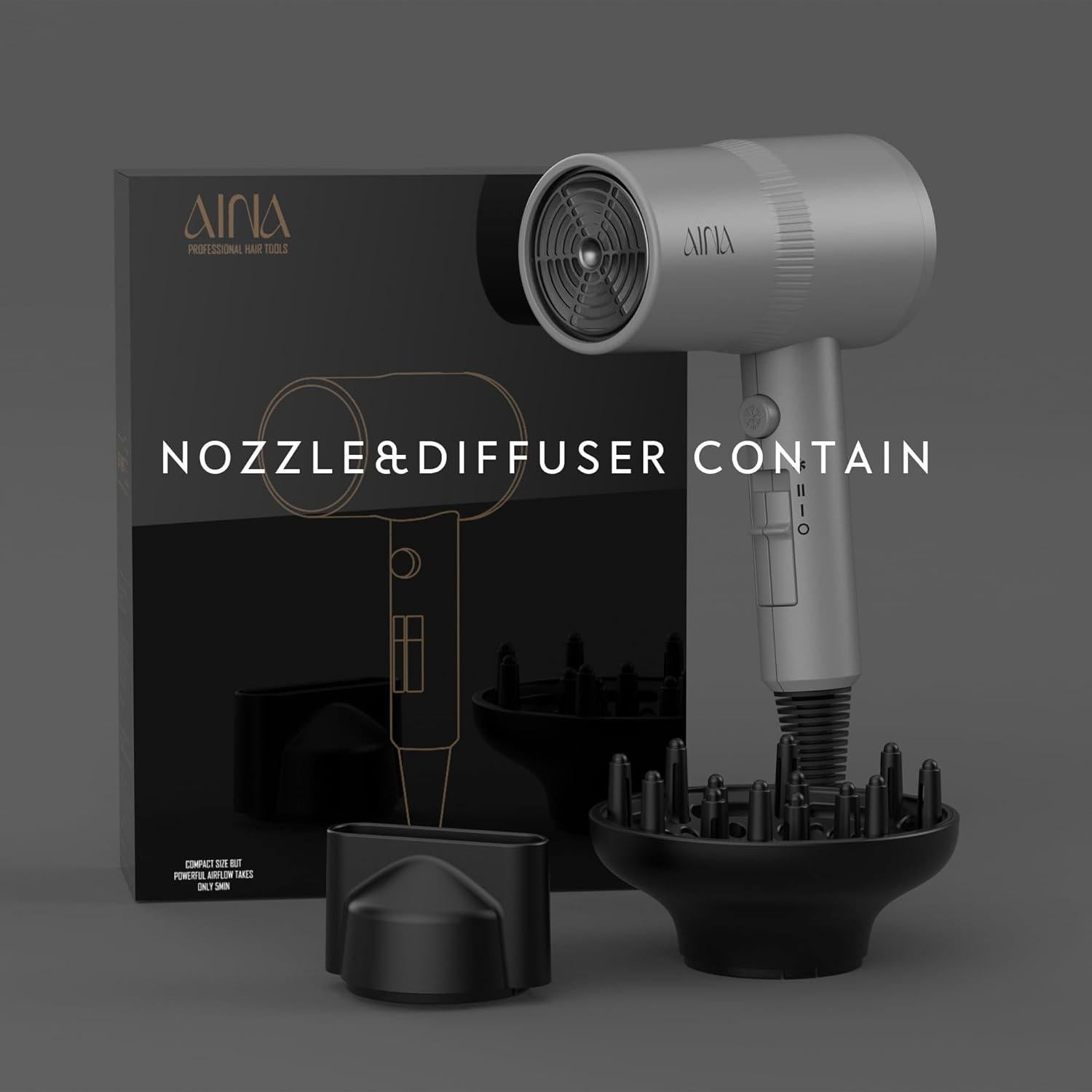 Secador de Cabello AINA 1800W con Difusor y Tecnología Iónica