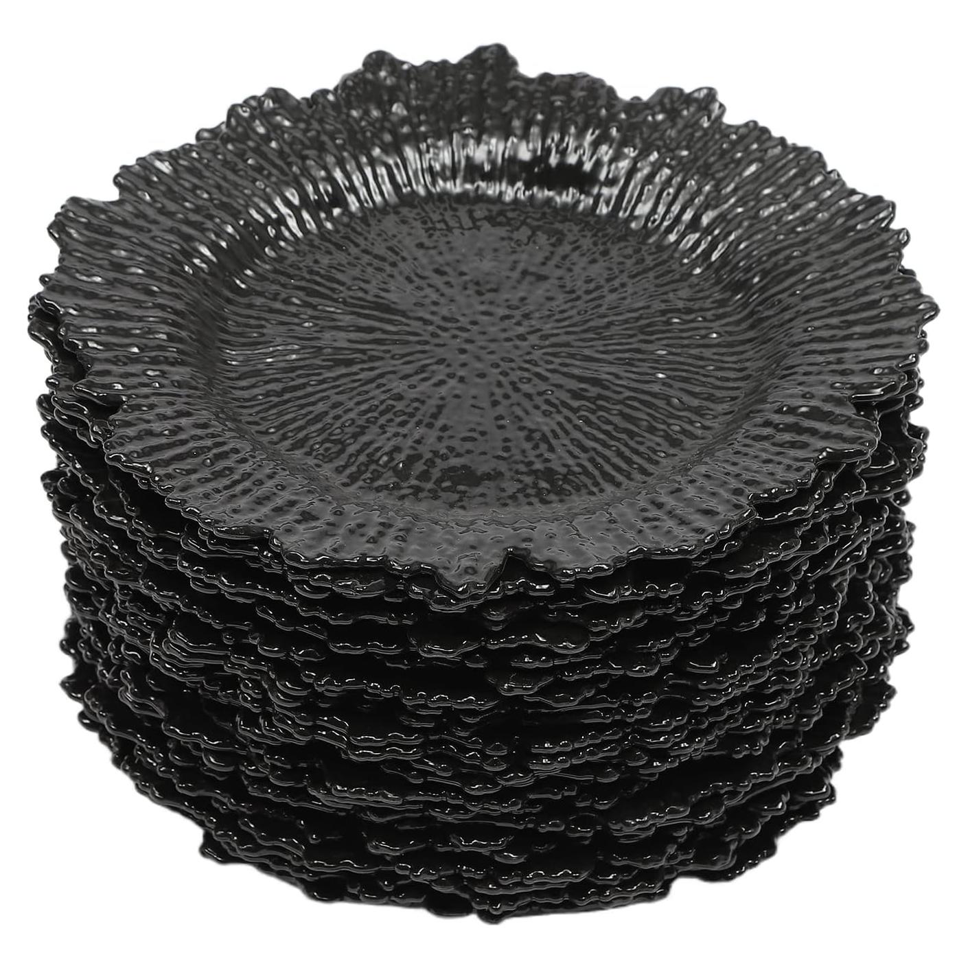 Juego de 24 Platos Cargadores DYRABREST 32 cm Negro Moderno