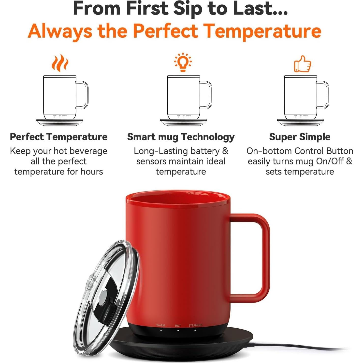 Taza Inteligente Calentada Vsitoo S3 Plus 414ml Rojo