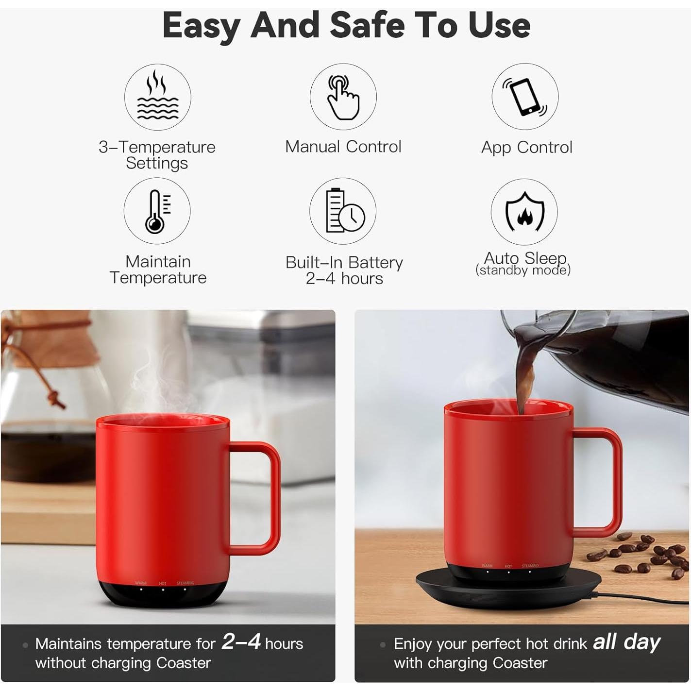 Taza Inteligente Calentada Vsitoo S3 Plus 414ml Rojo