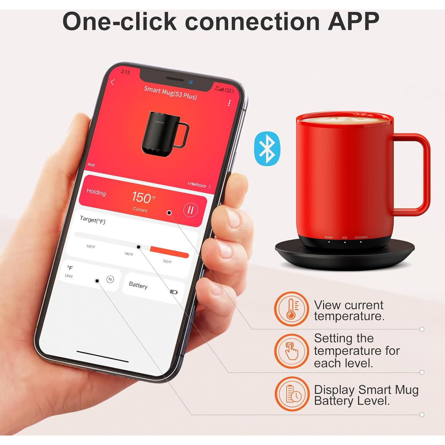 Taza Inteligente Calentada Vsitoo S3 Plus 414ml Rojo