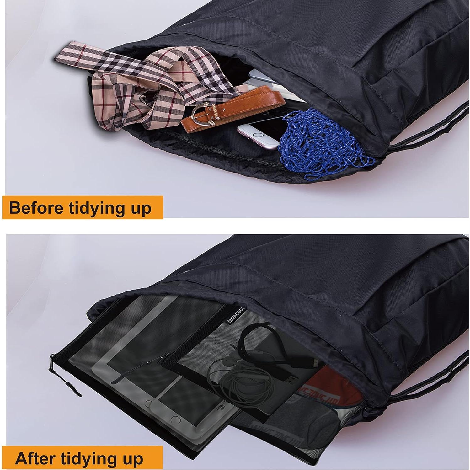 Set de 4 Bolsas de Maquillaje de Malla SUPACOOL - Negro